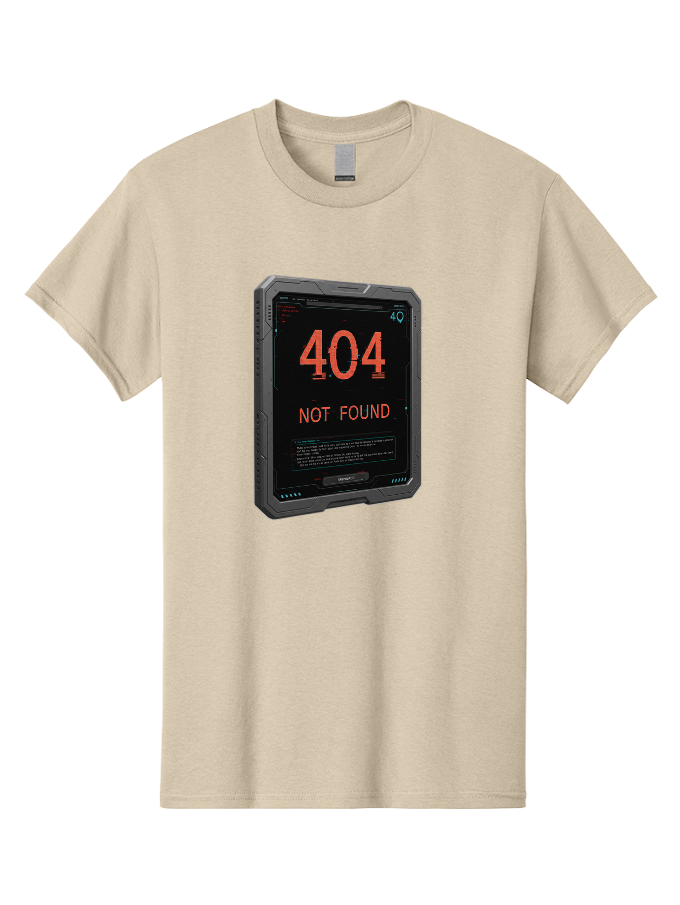 404-Not-Found Men'S Graphic Tee, 100% Cotton, Comfortable Casual Summer Wear, Machine Washable, 404 Error, Not Found Message, Futuristic Device, Error Screen, Cyberpunk Theme, Orange Text, Black Device, Tech Glitch, Sci-Fi Interface, Baa103 7