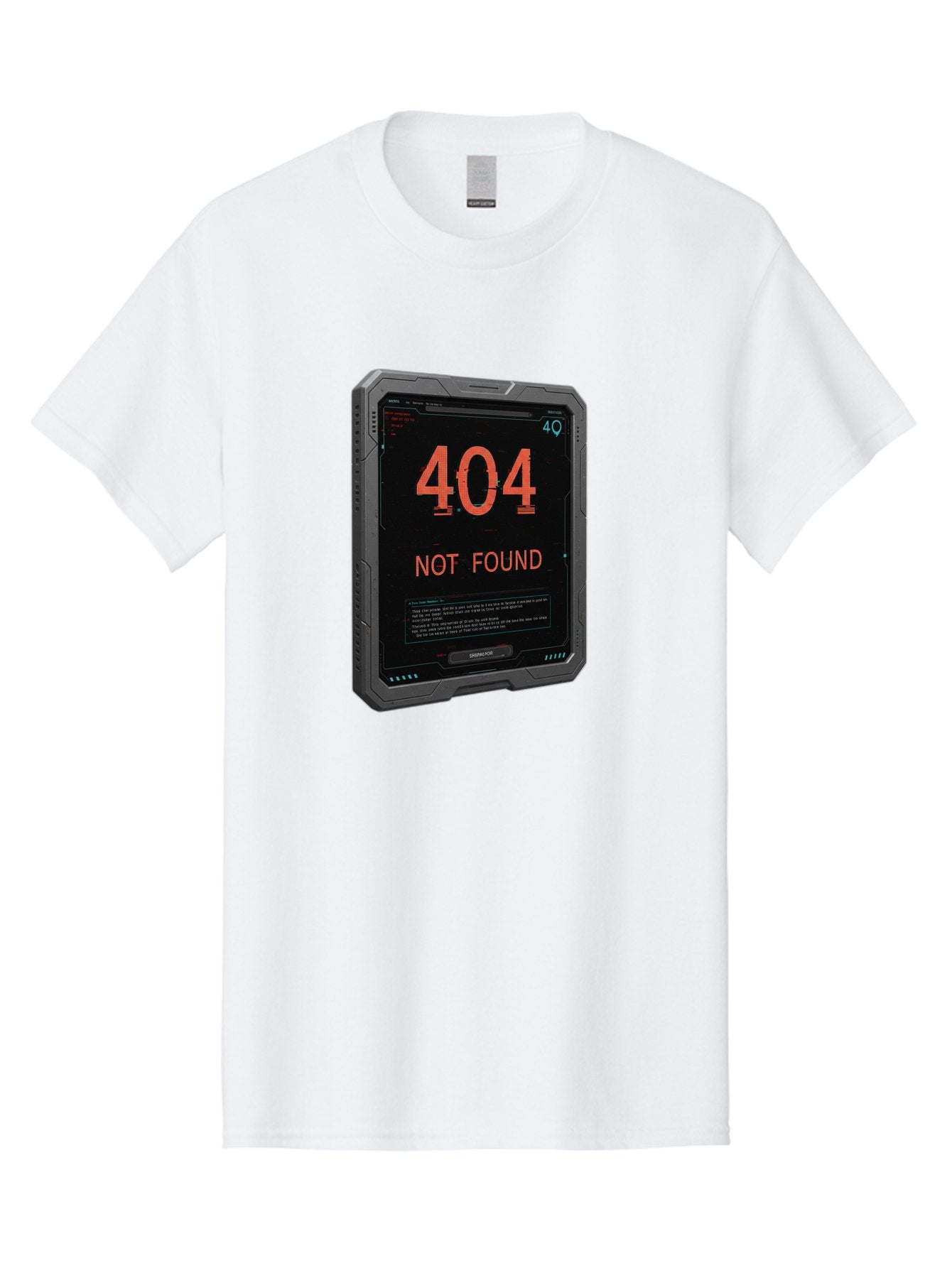 404-Not-Found Men'S Graphic Tee, 100% Cotton, Comfortable Casual Summer Wear, Machine Washable, 404 Error, Not Found Message, Futuristic Device, Error Screen, Cyberpunk Theme, Orange Text, Black Device, Tech Glitch, Sci-Fi Interface, Baa103