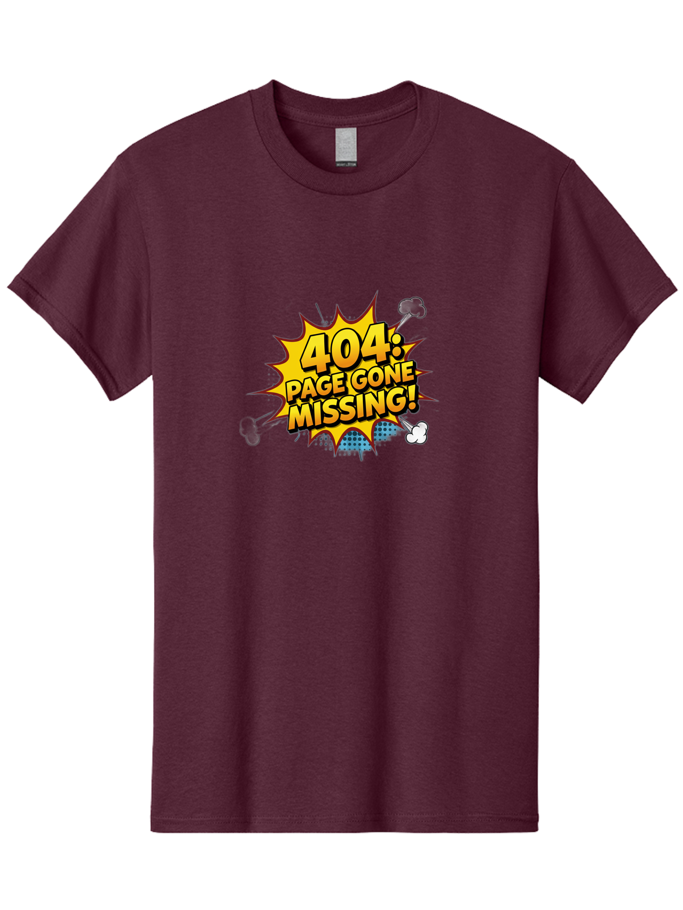 404-Page-Gone-Missing Men'S Graphic Tee, 100% Cotton, Comfortable Casual Summer Wear, Machine Washable, 404 Error Message, Page Not Found, Missing Page, Cartoon-Style Comic, Yellow And Blue Graphics, Funny Illustrations, Humorous Tone, Baa104 13