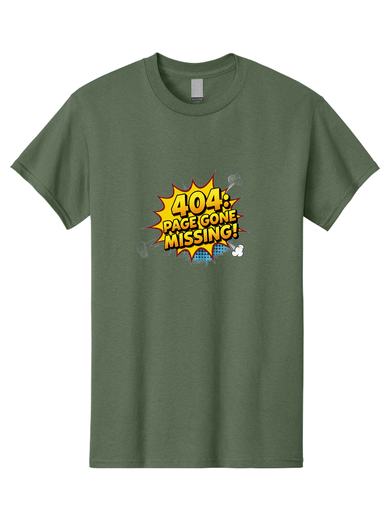 404-Page-Gone-Missing Men'S Graphic Tee, 100% Cotton, Comfortable Casual Summer Wear, Machine Washable, 404 Error Message, Page Not Found, Missing Page, Cartoon-Style Comic, Yellow And Blue Graphics, Funny Illustrations, Humorous Tone, Baa104 25