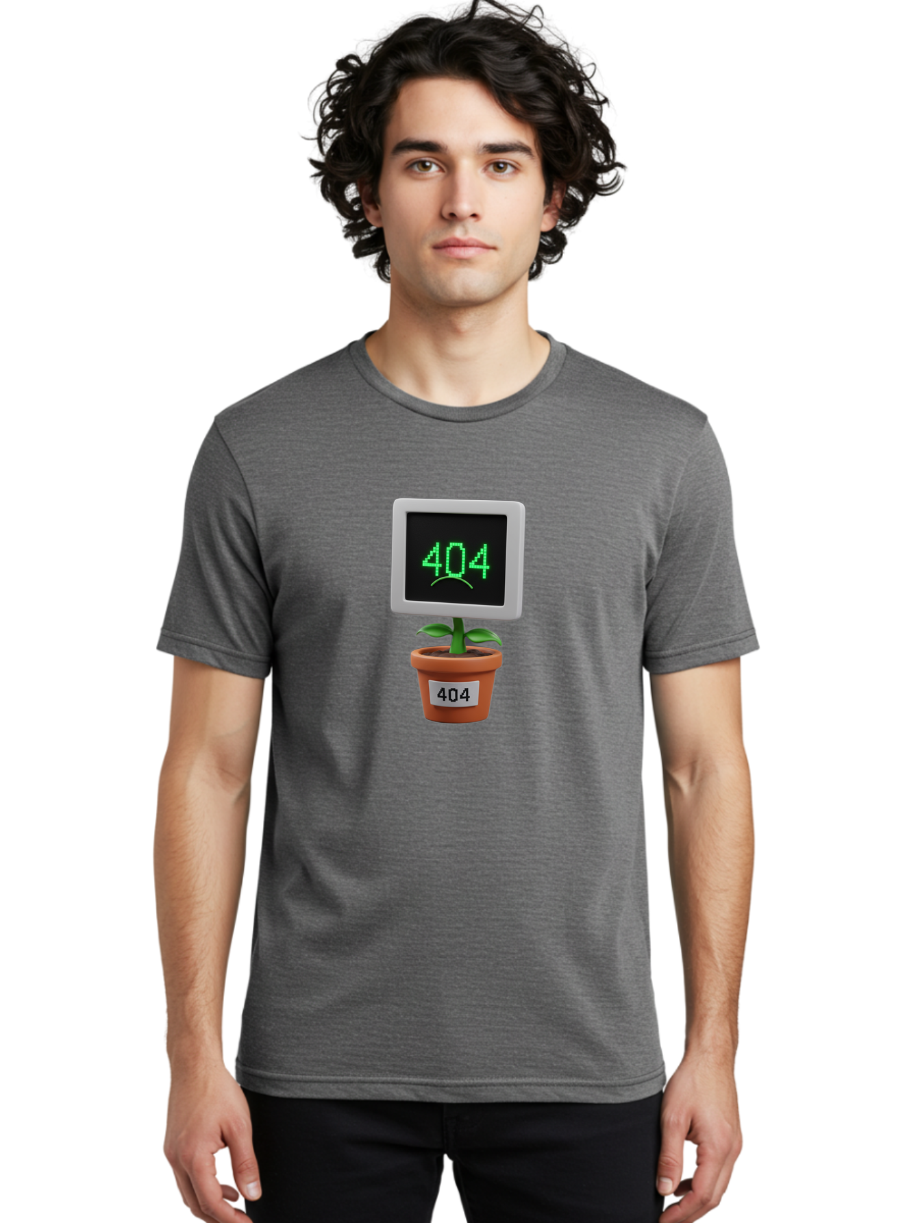 404-Plant Men'S Graphic Tee, 100% Cotton, Comfortable Casual Summer Wear, Machine Washable, 404 Error Message, Dead Link, Broken Page, Error Screen, Page Not Found, Digital Plant, Error Pot, Website Issue, Web Design Baa105 18