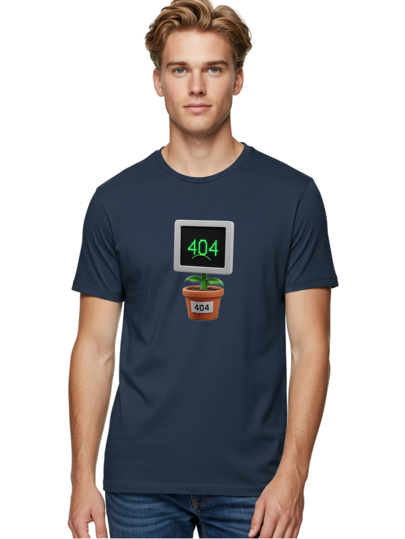 404-Plant Men'S Graphic Tee, 100% Cotton, Comfortable Casual Summer Wear, Machine Washable, 404 Error Message, Dead Link, Broken Page, Error Screen, Page Not Found, Digital Plant, Error Pot, Website Issue, Web Design Baa105 4