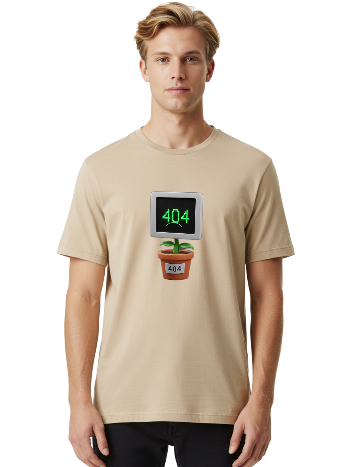 404-Plant Men'S Graphic Tee, 100% Cotton, Comfortable Casual Summer Wear, Machine Washable, 404 Error Message, Dead Link, Broken Page, Error Screen, Page Not Found, Digital Plant, Error Pot, Website Issue, Web Design Baa105 10