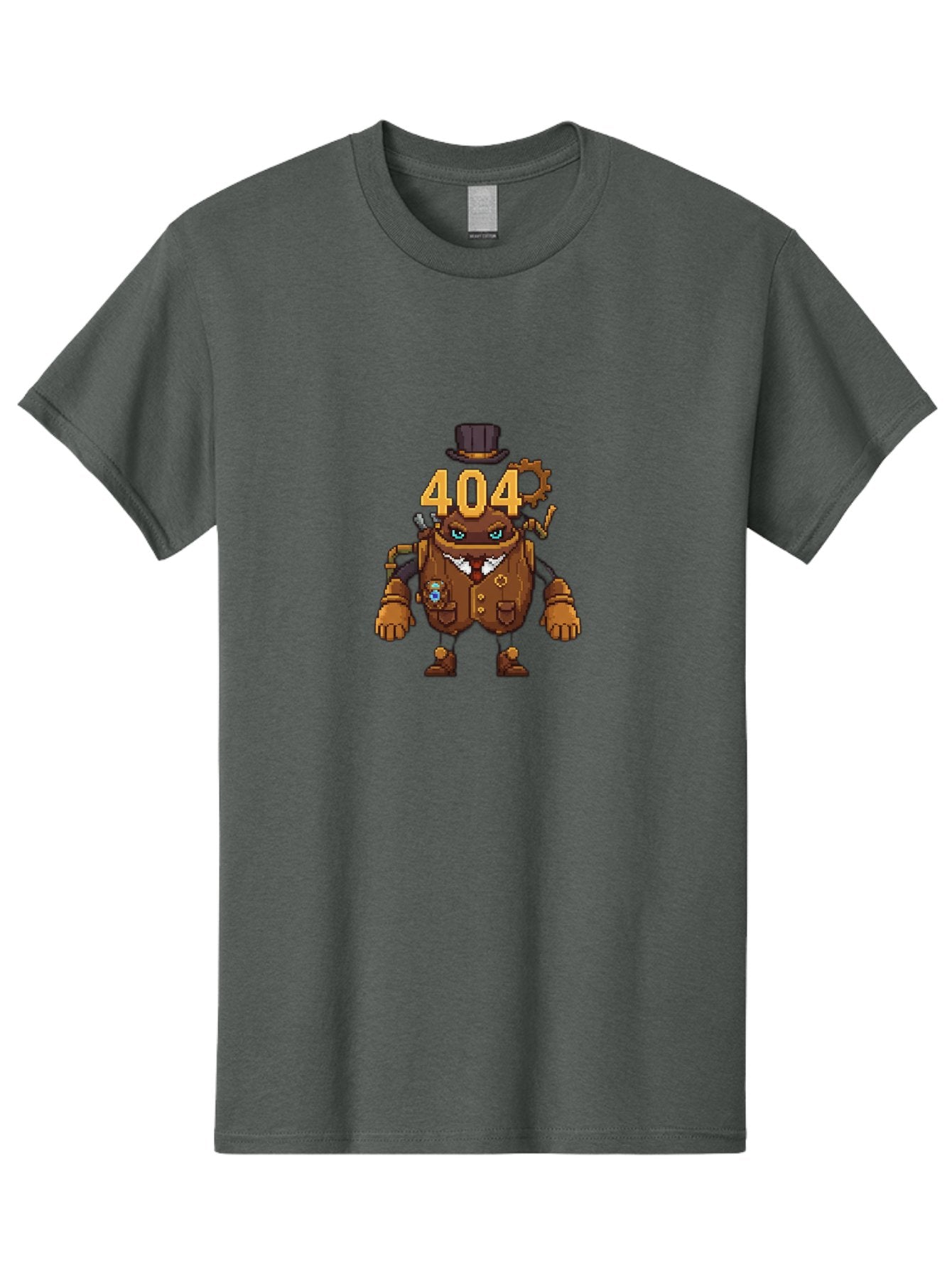 404-Robot Men'S Graphic Tee, 100% Cotton, Comfortable Casual Summer Wear, Machine Washable, Steampunk Robot, 404 Error Message, Robotics, Mechanical Parts, Top Hat, Quirky Character, Error Page, Web Design, Funny Illustration, Creative Coding Baa107 14