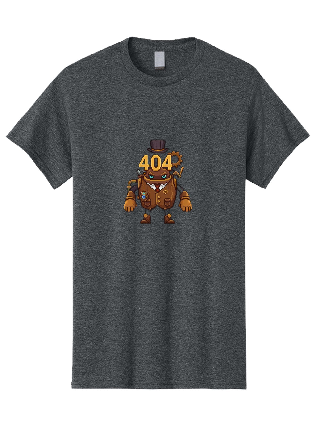 404-Robot Men'S Graphic Tee, 100% Cotton, Comfortable Casual Summer Wear, Machine Washable, Steampunk Robot, 404 Error Message, Robotics, Mechanical Parts, Top Hat, Quirky Character, Error Page, Web Design, Funny Illustration, Creative Coding Baa107 11