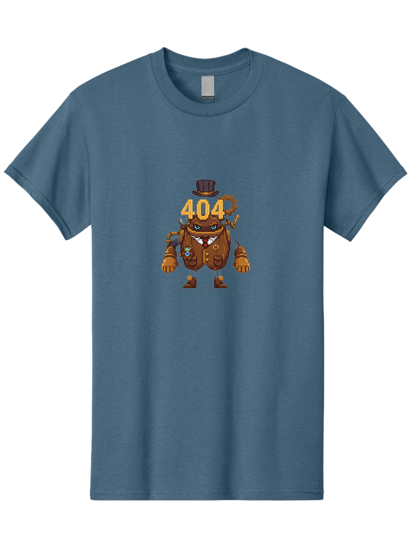 404-Robot Men'S Graphic Tee, 100% Cotton, Comfortable Casual Summer Wear, Machine Washable, Steampunk Robot, 404 Error Message, Robotics, Mechanical Parts, Top Hat, Quirky Character, Error Page, Web Design, Funny Illustration, Creative Coding Baa107 23