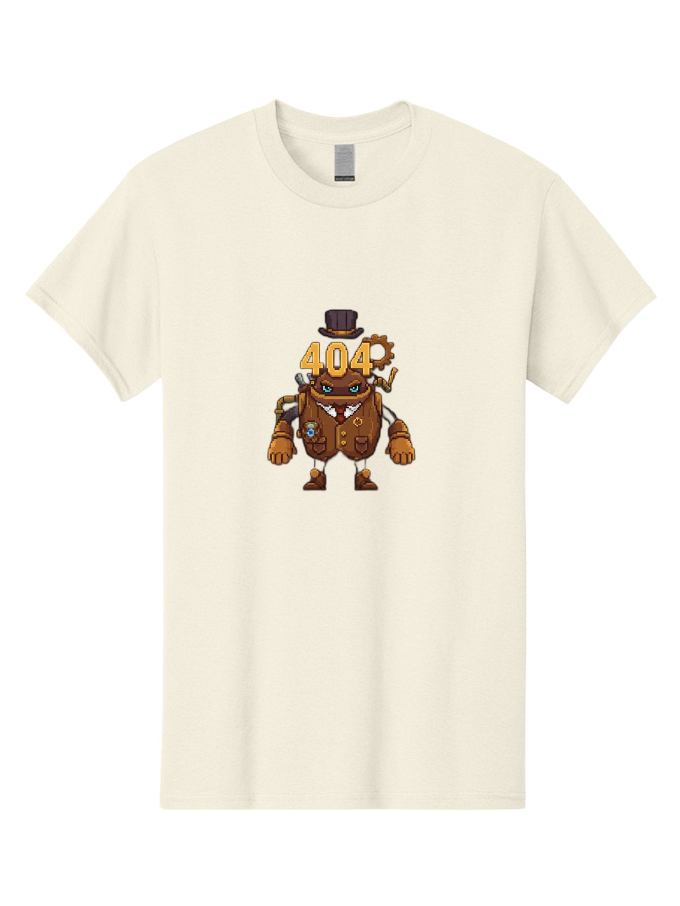 404-Robot Men'S Graphic Tee, 100% Cotton, Comfortable Casual Summer Wear, Machine Washable, Steampunk Robot, 404 Error Message, Robotics, Mechanical Parts, Top Hat, Quirky Character, Error Page, Web Design, Funny Illustration, Creative Coding Baa107 15