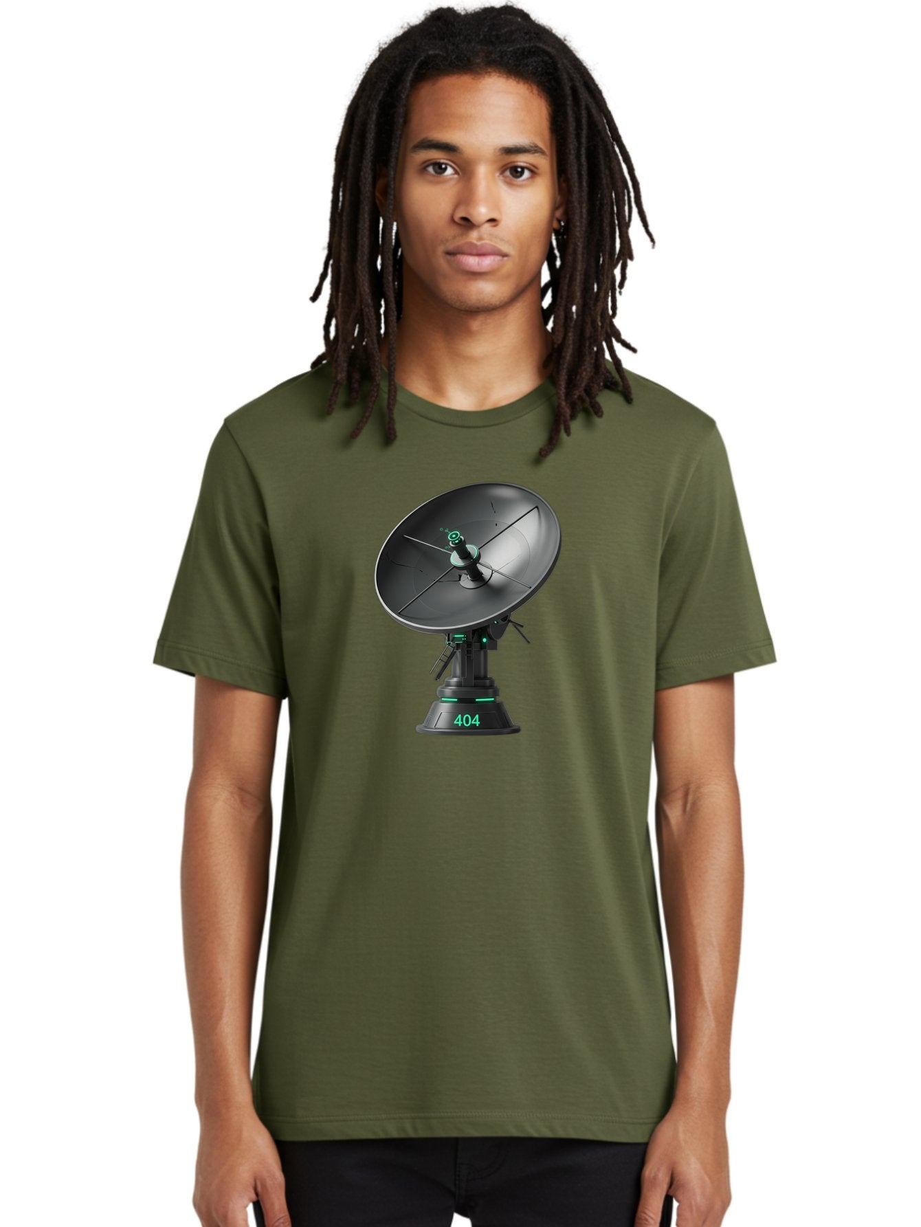 404-Satellite-Dish Men'S Graphic Tee, 100% Cotton, Comfortable Casual Summer Wear, Machine Washable, Satellite Dish, Futuristic Technology, Wireless Communication, 404 Error, Digital Connectivity, Cyberpunk Style, High-Tech Device, Baa108 17
