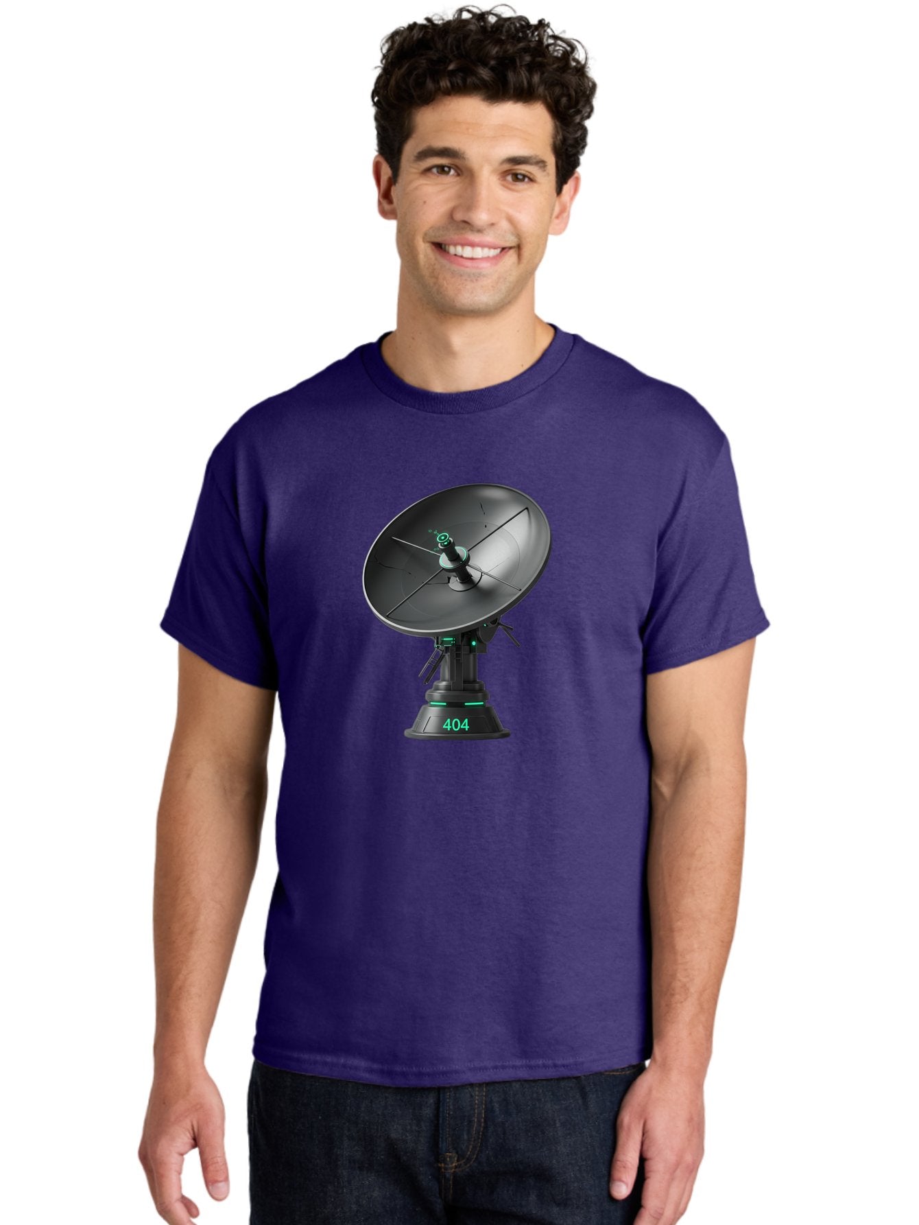 404-Satellite-Dish Men'S Graphic Tee, 100% Cotton, Comfortable Casual Summer Wear, Machine Washable, Satellite Dish, Futuristic Technology, Wireless Communication, 404 Error, Digital Connectivity, Cyberpunk Style, High-Tech Device, Baa108 28