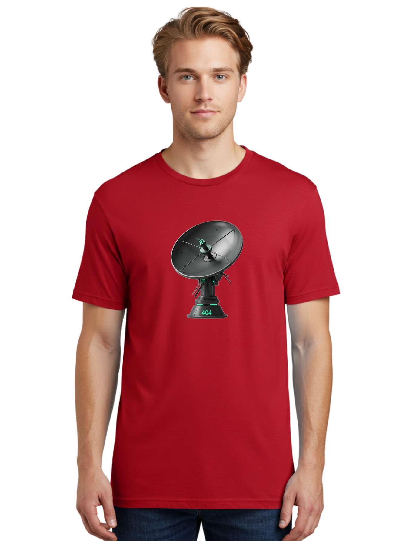 404-Satellite-Dish Men'S Graphic Tee, 100% Cotton, Comfortable Casual Summer Wear, Machine Washable, Satellite Dish, Futuristic Technology, Wireless Communication, 404 Error, Digital Connectivity, Cyberpunk Style, High-Tech Device, Baa108 22