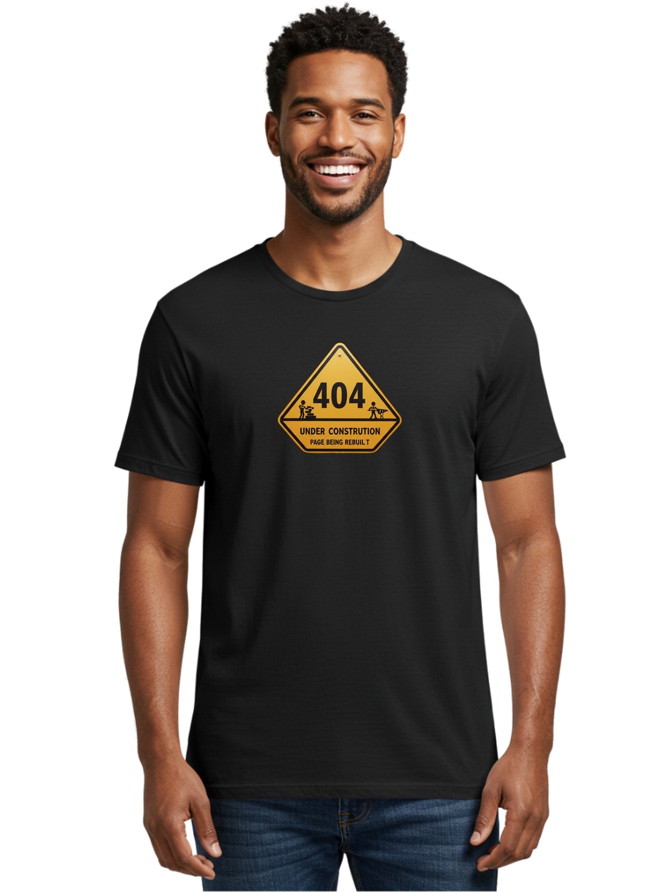 404-Under-Constrution Men'S Graphic Tee, 100% Cotton, Comfortable Casual Summer Wear, Machine Washable, 404 Error Page, Under Construction Sign, Website Maintenance, Web Development, Page Not Found, Website Under Repair, Construction Workers, Baa112 25