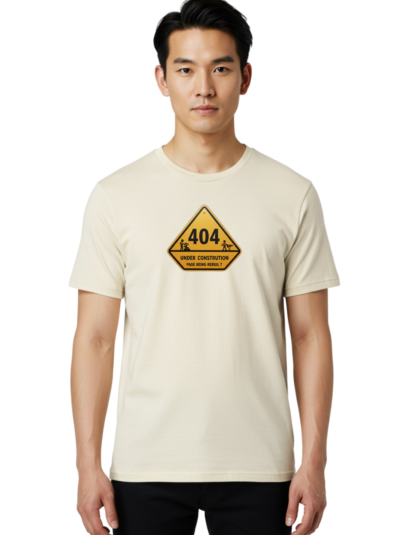 404-Under-Constrution Men'S Graphic Tee, 100% Cotton, Comfortable Casual Summer Wear, Machine Washable, 404 Error Page, Under Construction Sign, Website Maintenance, Web Development, Page Not Found, Website Under Repair, Construction Workers, Baa112 24