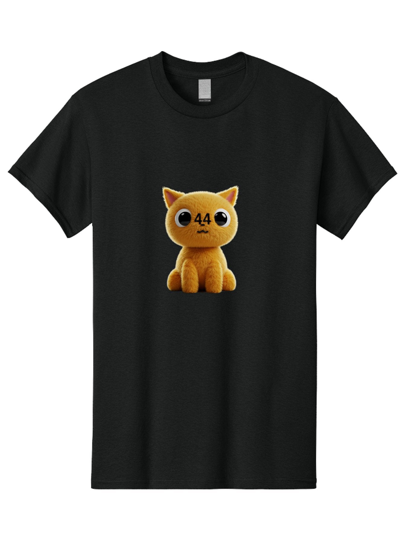 44 Men'S Graphic Tee, 100% Cotton, Comfortable Casual Summer Wear, Machine Washable, Cute Cartoon Cat, Funny Cat Design, Orange Cat Plush, Cartoonish Eyes, Adorable Facial Expression, Kawaii Character, Number 44 Design, Soft Toy Baa114 15