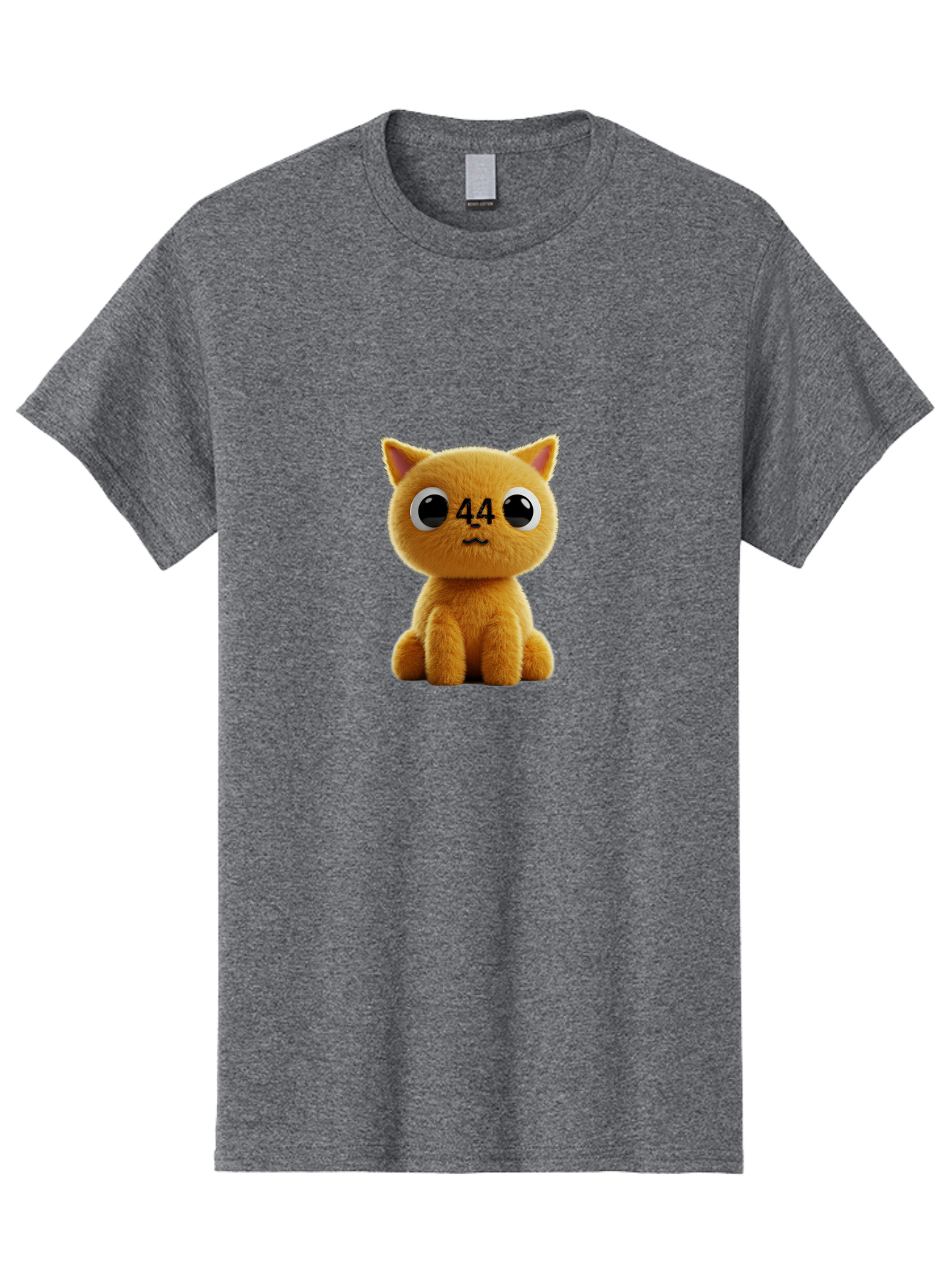 44 Men'S Graphic Tee, 100% Cotton, Comfortable Casual Summer Wear, Machine Washable, Cute Cartoon Cat, Funny Cat Design, Orange Cat Plush, Cartoonish Eyes, Adorable Facial Expression, Kawaii Character, Number 44 Design, Soft Toy Baa114 3