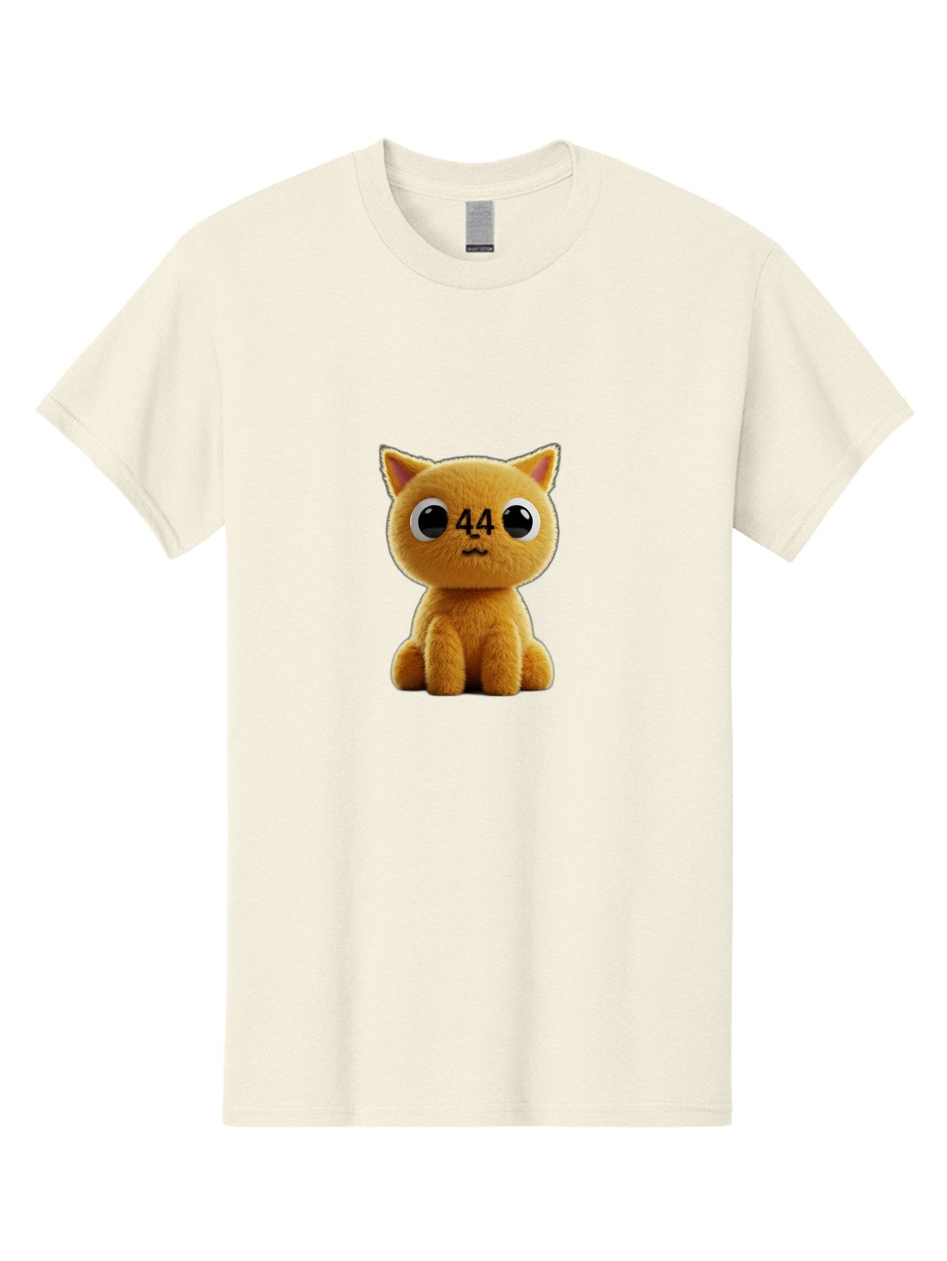 44 Men'S Graphic Tee, 100% Cotton, Comfortable Casual Summer Wear, Machine Washable, Cute Cartoon Cat, Funny Cat Design, Orange Cat Plush, Cartoonish Eyes, Adorable Facial Expression, Kawaii Character, Number 44 Design, Soft Toy Baa114 6