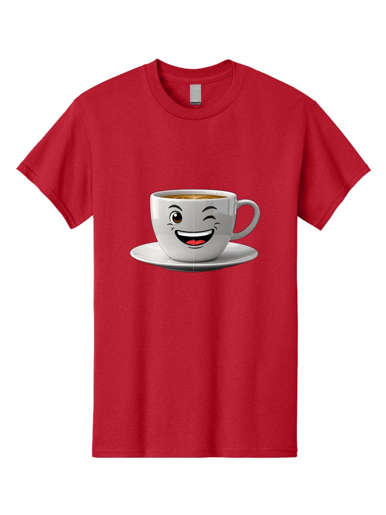 Coffee-Cup Men'S Graphic Tee, 100% Cotton, Comfortable Casual Summer Wear, Machine Washable, Coffee Cup With A Face, Winking Cup, Coffee Humor, Cartoon Coffee, Funny Coffee Cup, Smiling Coffee, Cute Coffee Mug, Coffee Lover, Baa116