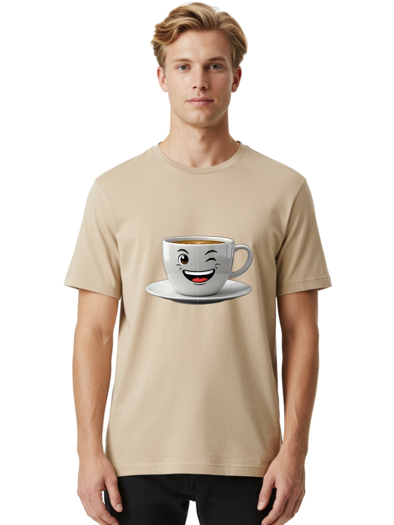 Coffee-Cup Men'S Graphic Tee, 100% Cotton, Comfortable Casual Summer Wear, Machine Washable, Coffee Cup With A Face, Winking Cup, Coffee Humor, Cartoon Coffee, Funny Coffee Cup, Smiling Coffee, Cute Coffee Mug, Coffee Lover, Baa116 17