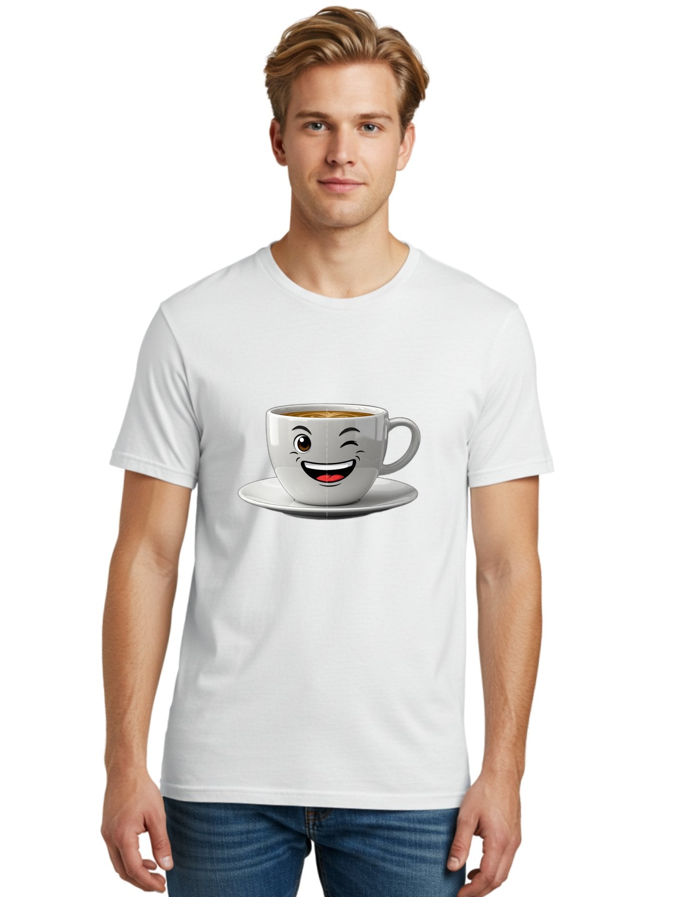 Coffee-Cup Men'S Graphic Tee, 100% Cotton, Comfortable Casual Summer Wear, Machine Washable, Coffee Cup With A Face, Winking Cup, Coffee Humor, Cartoon Coffee, Funny Coffee Cup, Smiling Coffee, Cute Coffee Mug, Coffee Lover, Baa116 29