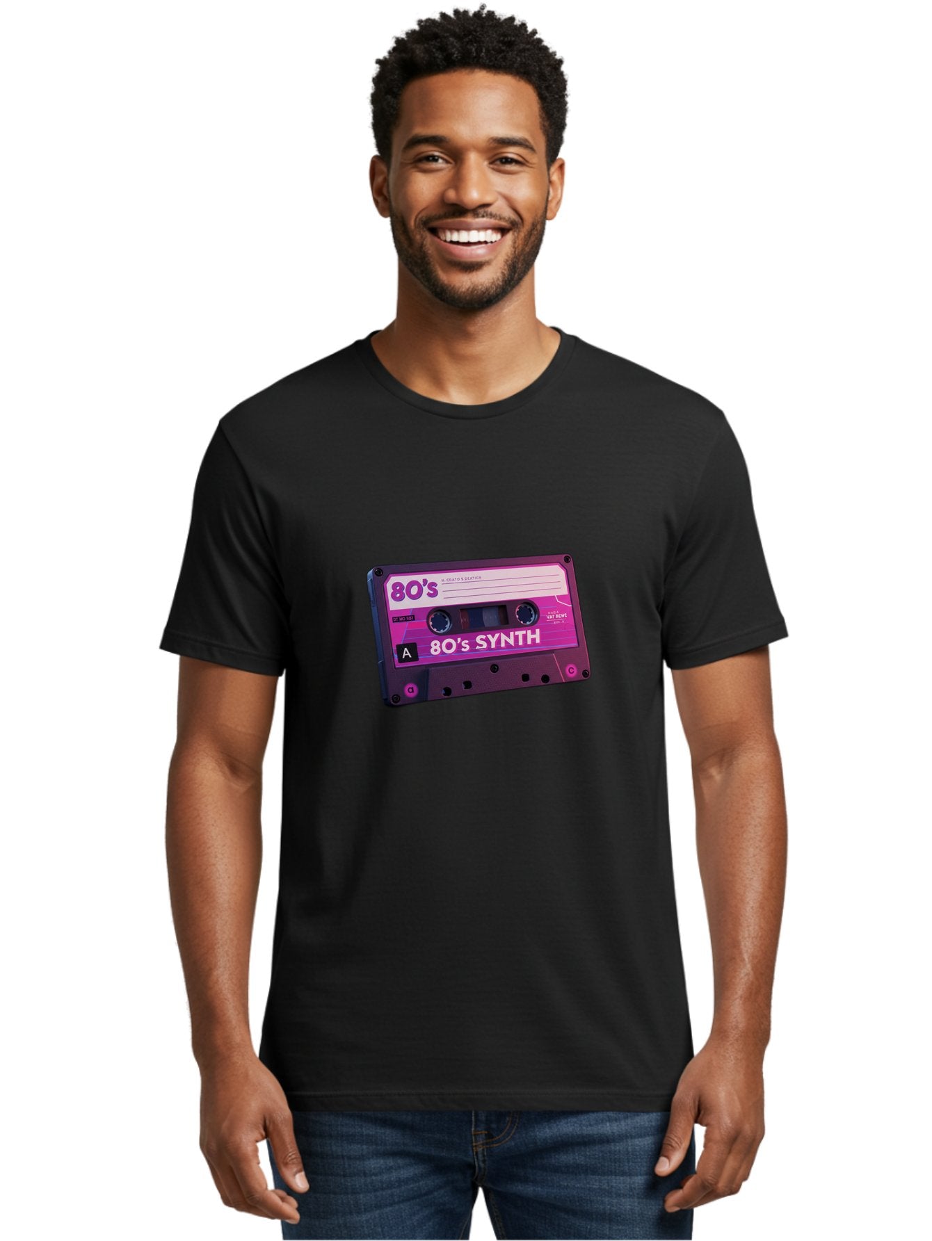 80-S-Synth-Cassette Men'S Graphic Tee, 100% Cotton, Comfortable Casual Summer Wear, Machine Washable, 80'S Synth Music, Vintage Cassette Tape, Retro 80S, Synthwave, Electronic Sound, Cassette Mix, A Side, 80'S Nostalgia, Baa117 19