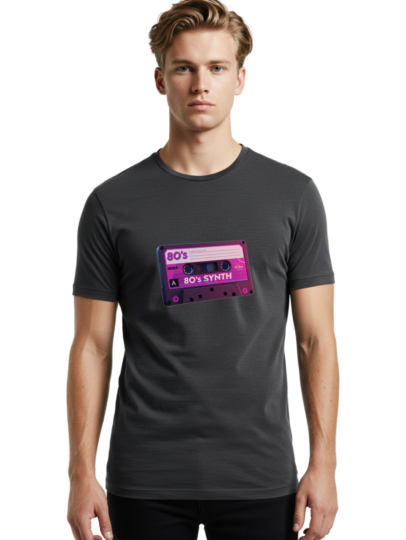 80-S-Synth-Cassette Men'S Graphic Tee, 100% Cotton, Comfortable Casual Summer Wear, Machine Washable, 80'S Synth Music, Vintage Cassette Tape, Retro 80S, Synthwave, Electronic Sound, Cassette Mix, A Side, 80'S Nostalgia, Baa117 26