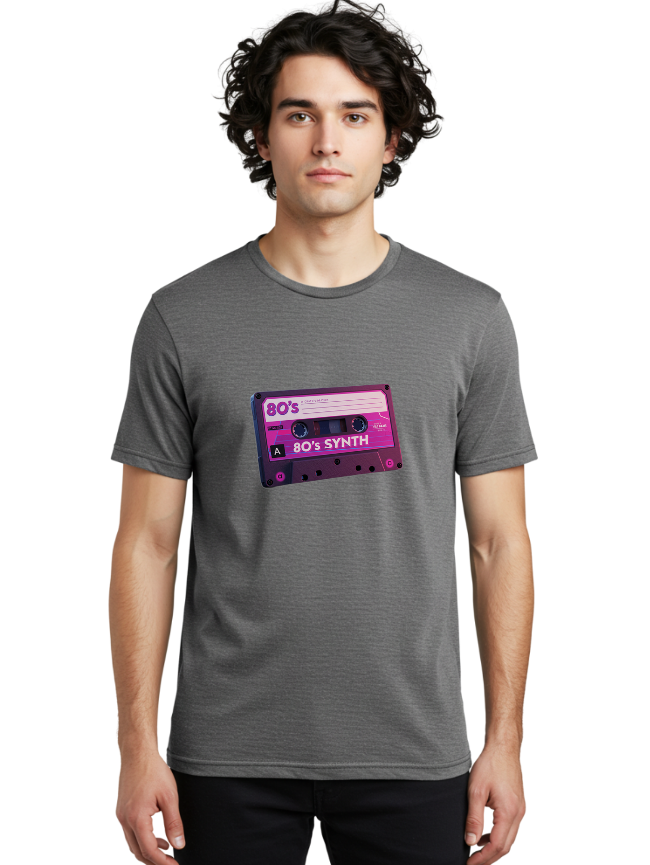 80-S-Synth-Cassette Men'S Graphic Tee, 100% Cotton, Comfortable Casual Summer Wear, Machine Washable, 80'S Synth Music, Vintage Cassette Tape, Retro 80S, Synthwave, Electronic Sound, Cassette Mix, A Side, 80'S Nostalgia, Baa117 18