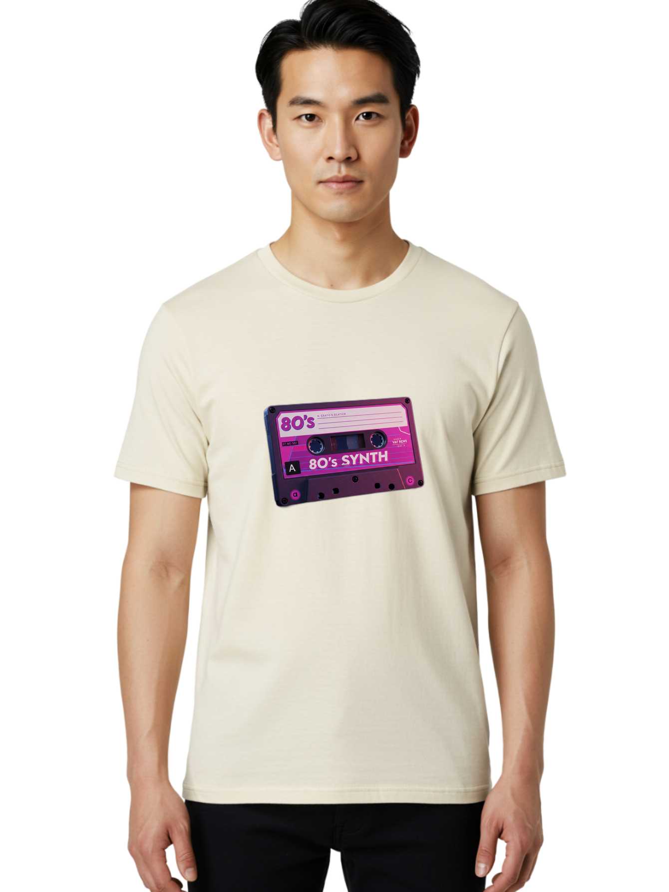 80-S-Synth-Cassette Men'S Graphic Tee, 100% Cotton, Comfortable Casual Summer Wear, Machine Washable, 80'S Synth Music, Vintage Cassette Tape, Retro 80S, Synthwave, Electronic Sound, Cassette Mix, A Side, 80'S Nostalgia, Baa117 14