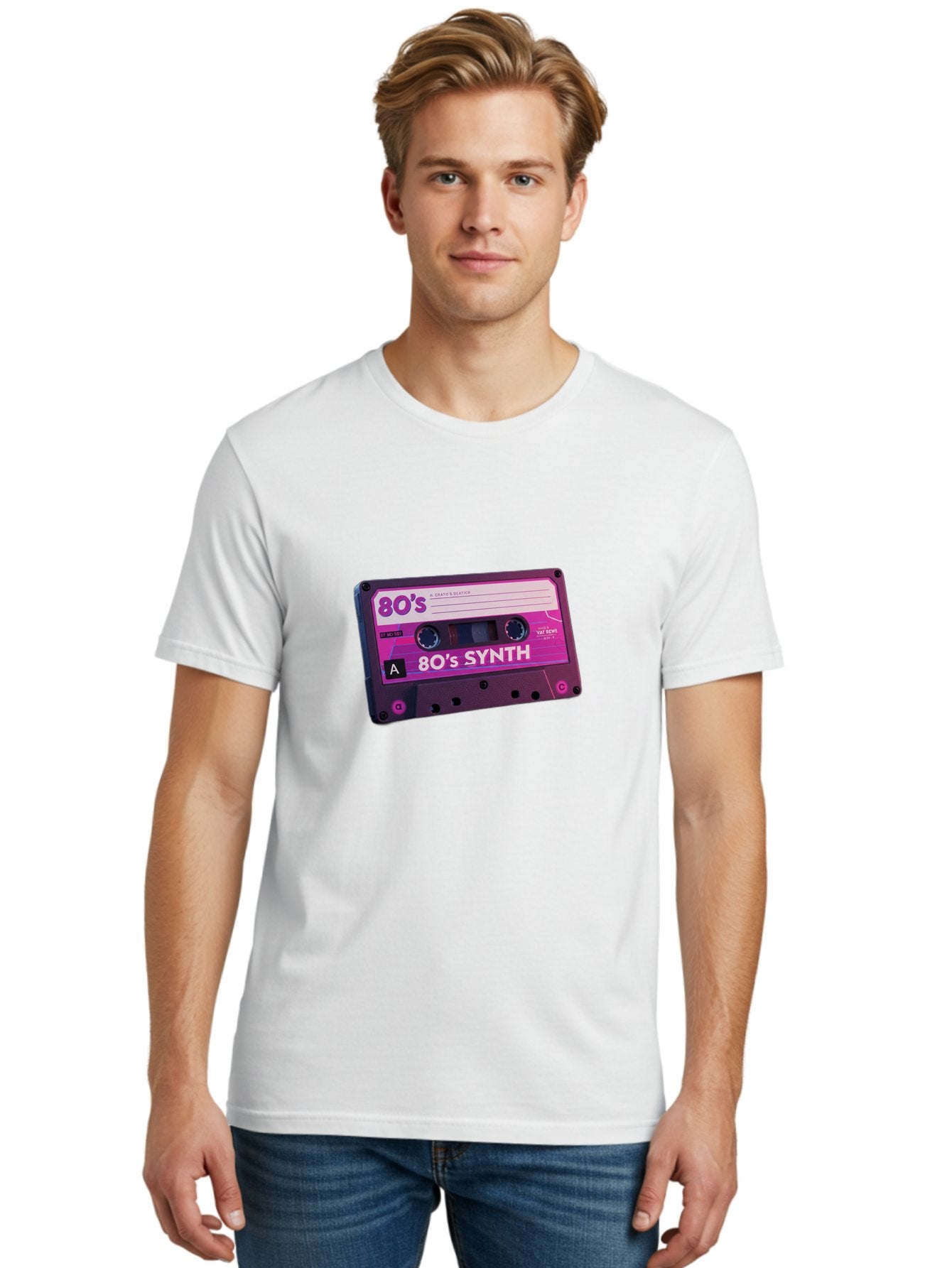 80-S-Synth-Cassette Men'S Graphic Tee, 100% Cotton, Comfortable Casual Summer Wear, Machine Washable, 80'S Synth Music, Vintage Cassette Tape, Retro 80S, Synthwave, Electronic Sound, Cassette Mix, A Side, 80'S Nostalgia, Baa117 27