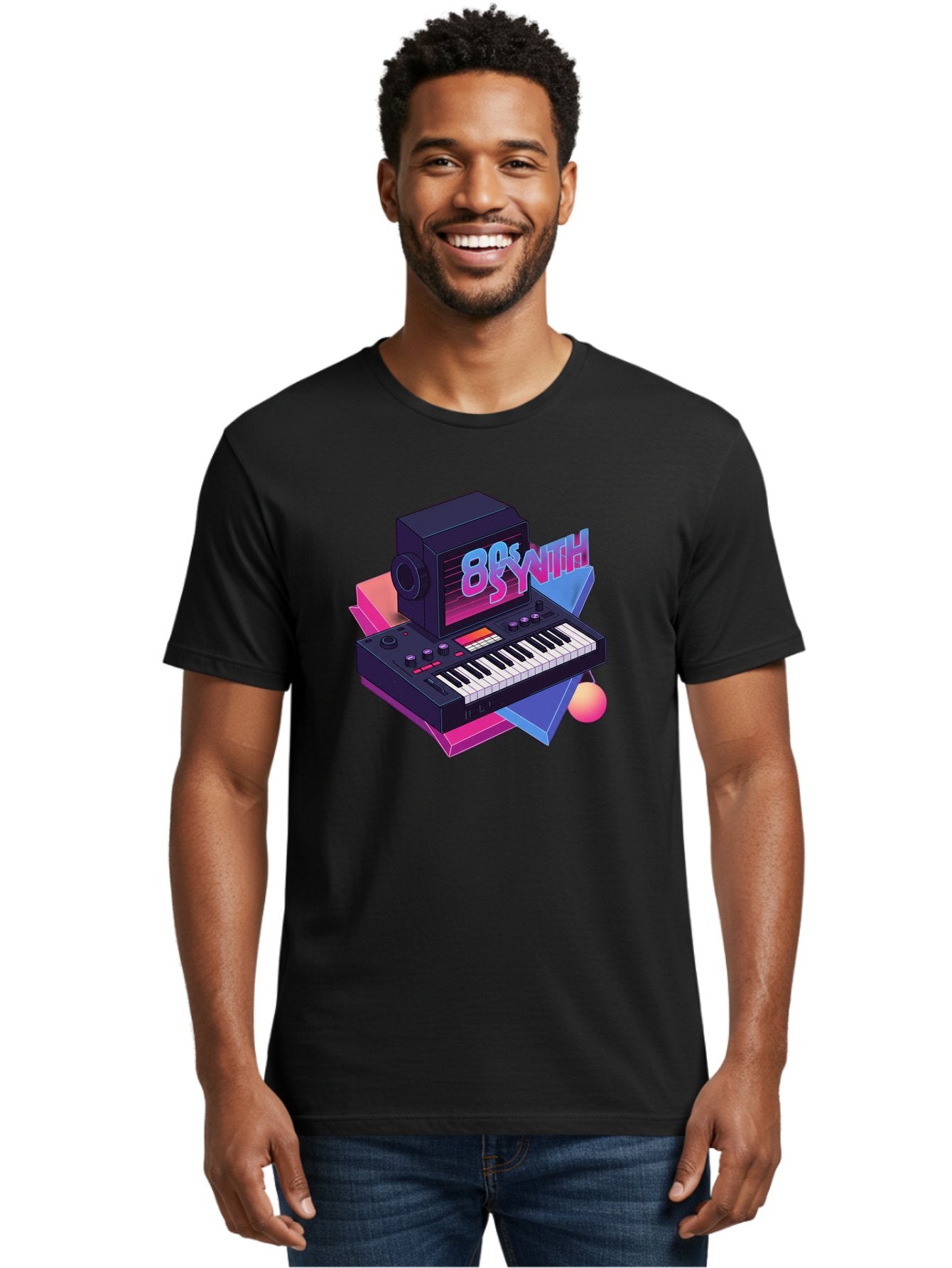 80S-Synth Men'S Graphic Tee, 100% Cotton, Comfortable Casual Summer Wear, Machine Washable, Retro Synthesizer, Vintage Electronic Keyboard, 80S Music Gear, Synthwave, Nostalgic Audio Equipment, Electronic Music Production, Baa119 27