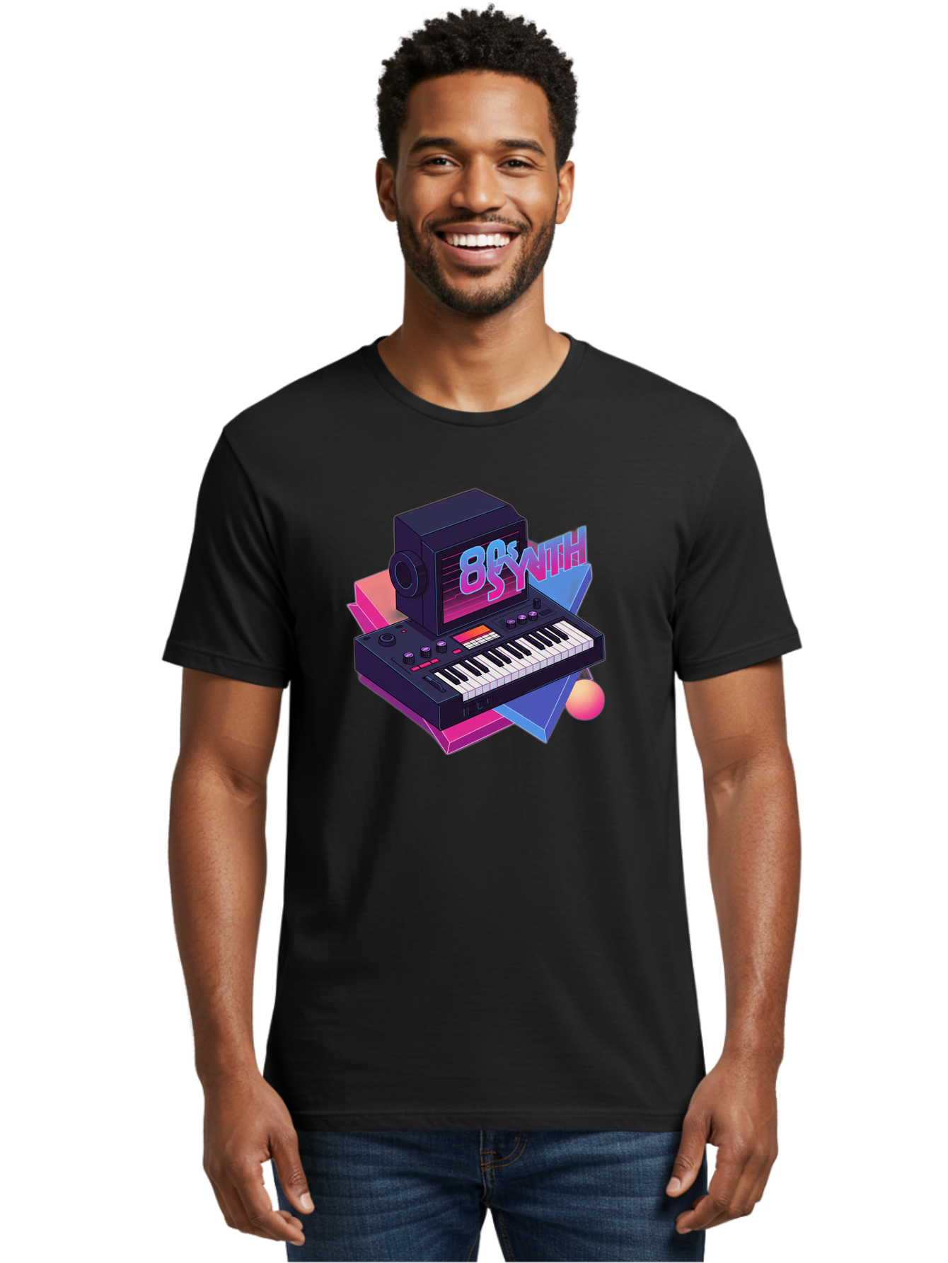 80S-Synth Men'S Graphic Tee, 100% Cotton, Comfortable Casual Summer Wear, Machine Washable, Retro Synthesizer, Vintage Electronic Keyboard, 80S Music Gear, Synthwave, Nostalgic Audio Equipment, Electronic Music Production, Baa119 8