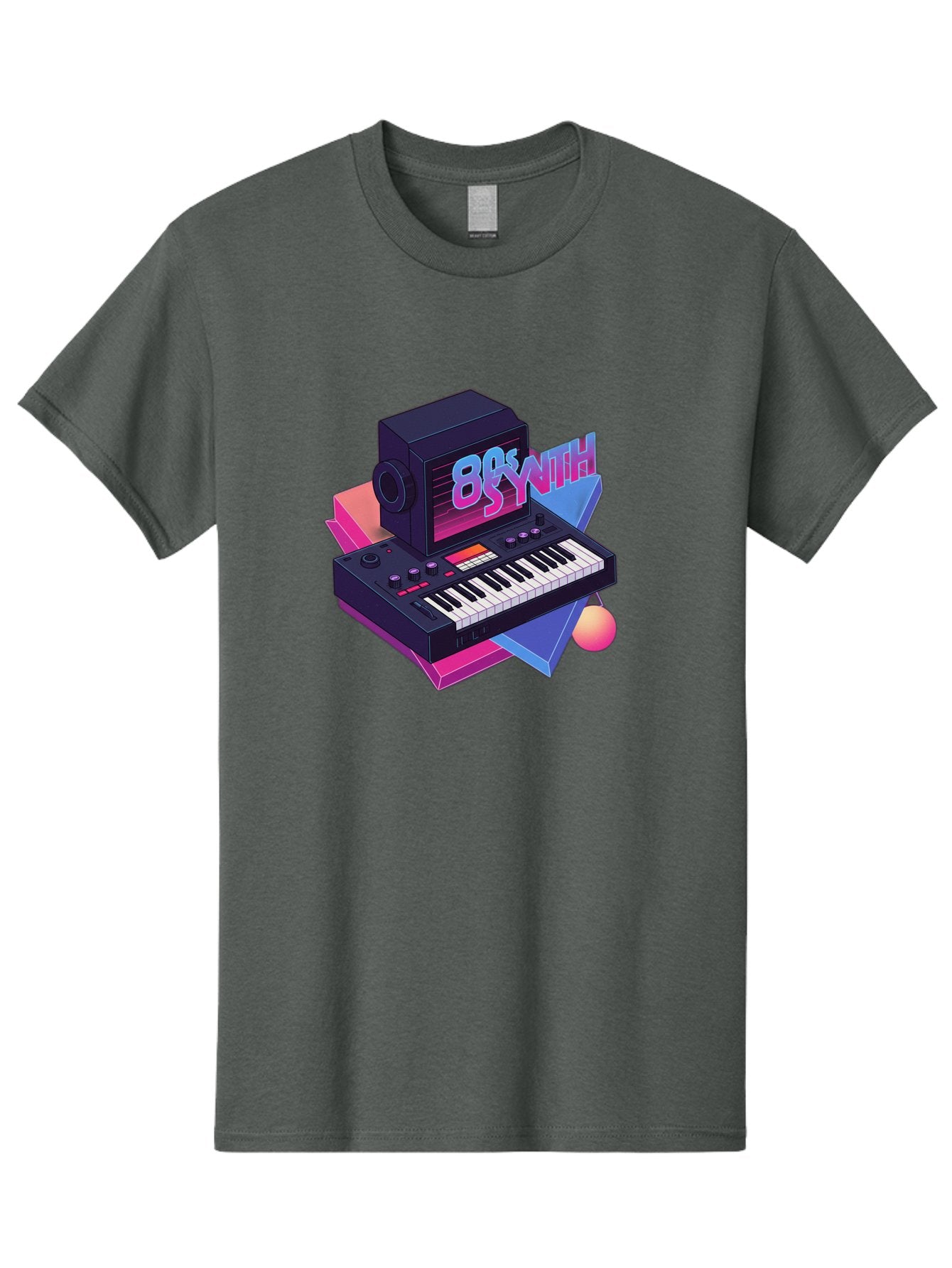 80S-Synth Men'S Graphic Tee, 100% Cotton, Comfortable Casual Summer Wear, Machine Washable, Retro Synthesizer, Vintage Electronic Keyboard, 80S Music Gear, Synthwave, Nostalgic Audio Equipment, Electronic Music Production, Baa119