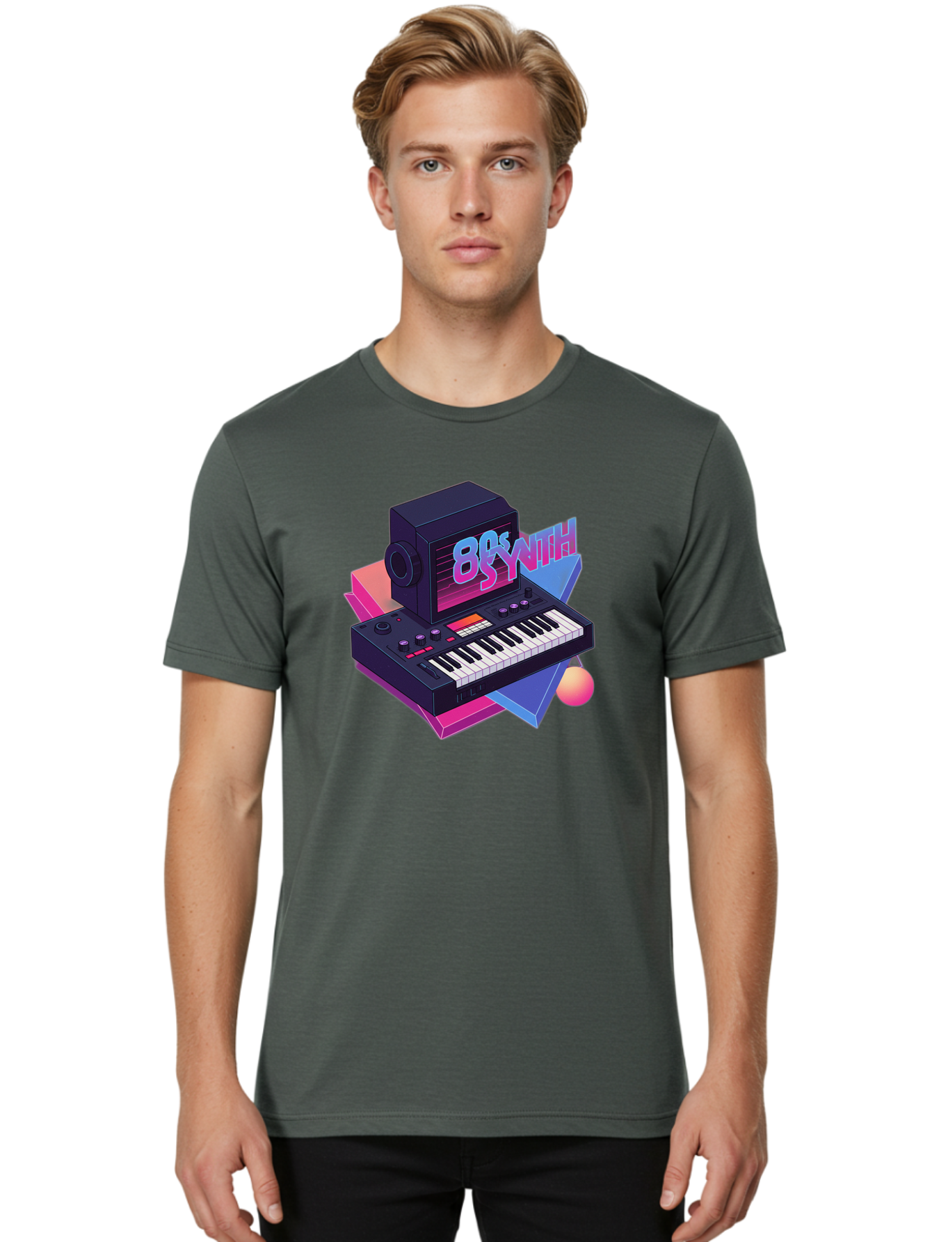80S-Synth Men'S Graphic Tee, 100% Cotton, Comfortable Casual Summer Wear, Machine Washable, Retro Synthesizer, Vintage Electronic Keyboard, 80S Music Gear, Synthwave, Nostalgic Audio Equipment, Electronic Music Production, Baa119 22