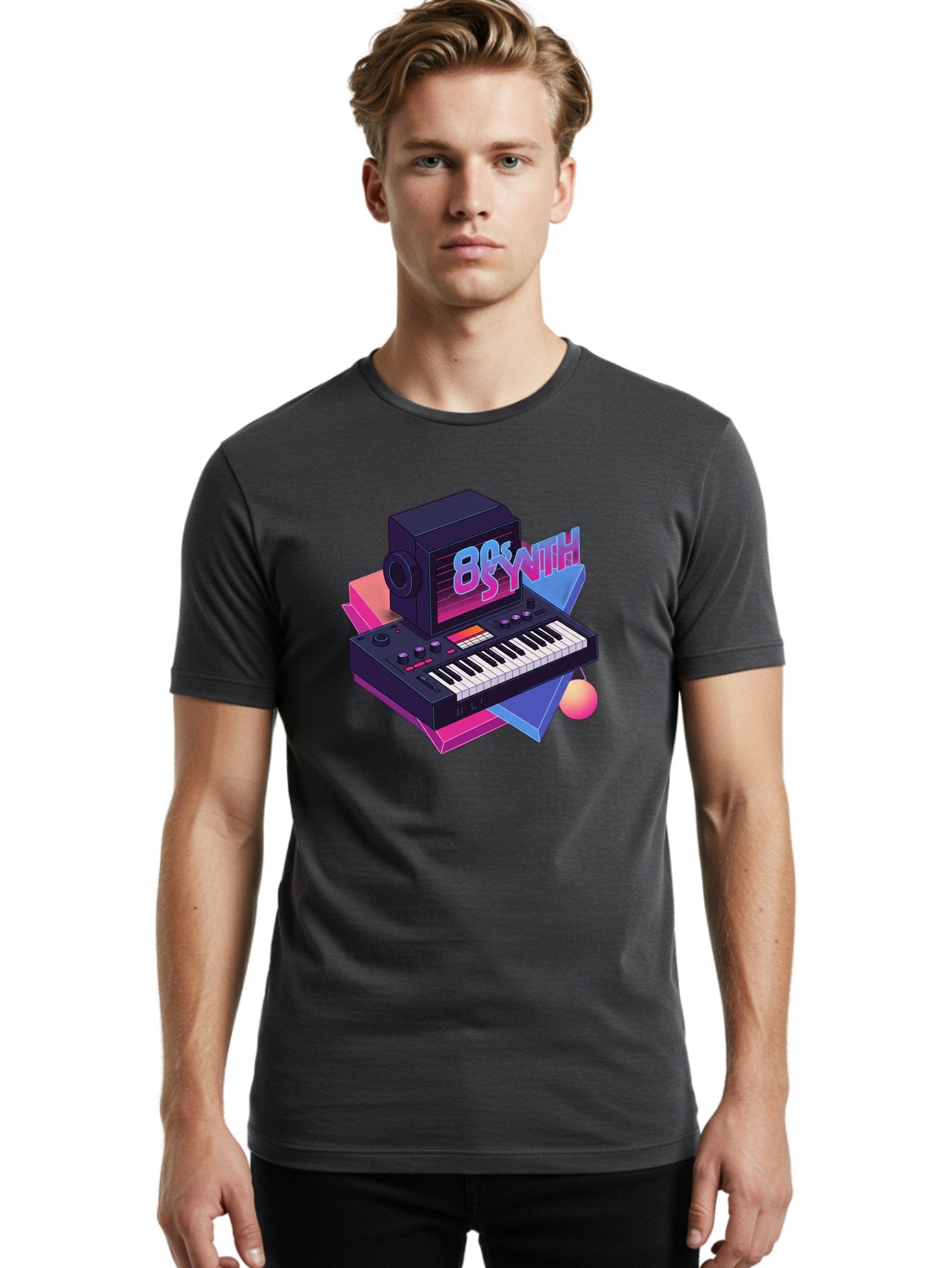 80S-Synth Men'S Graphic Tee, 100% Cotton, Comfortable Casual Summer Wear, Machine Washable, Retro Synthesizer, Vintage Electronic Keyboard, 80S Music Gear, Synthwave, Nostalgic Audio Equipment, Electronic Music Production, Baa119 21