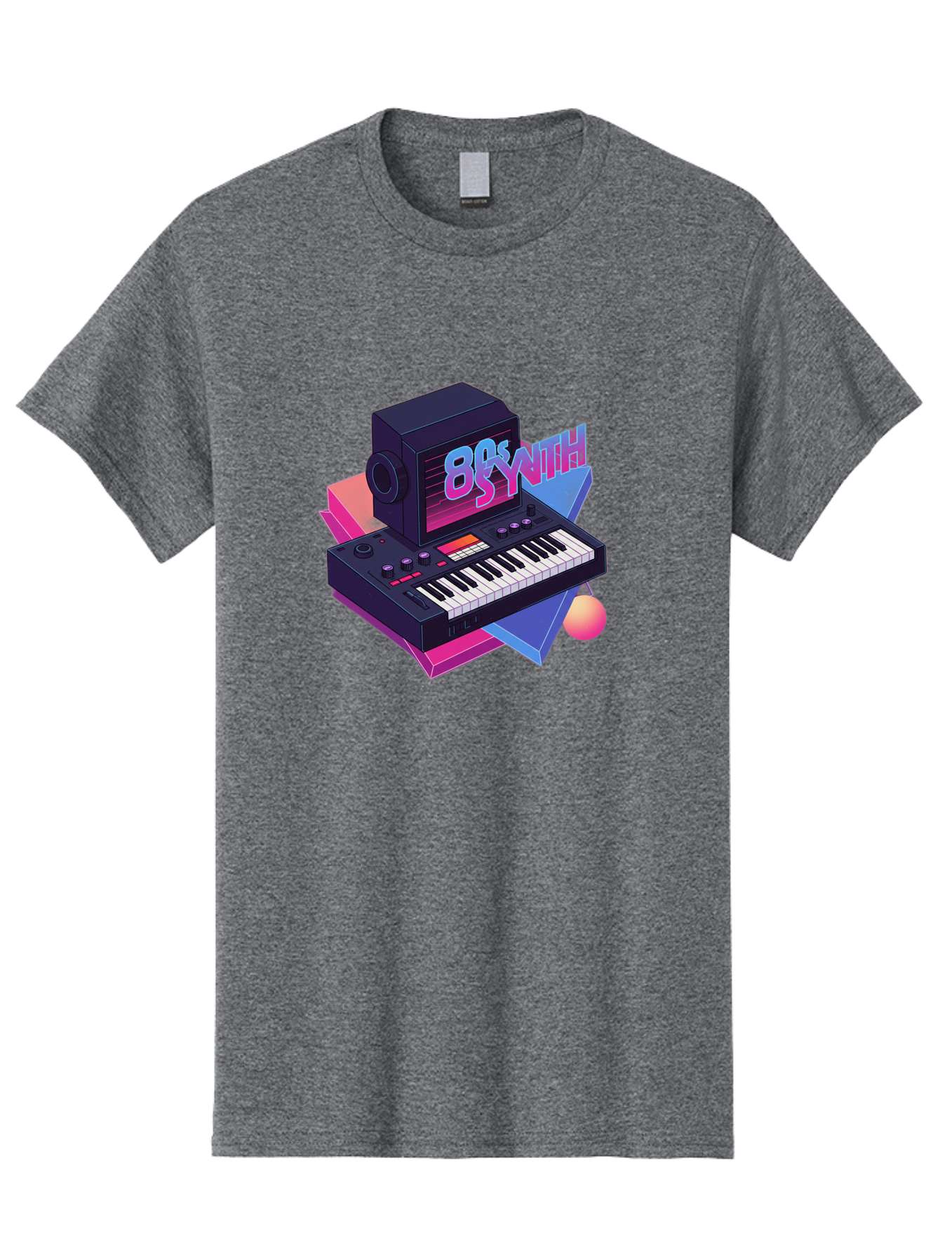 80S-Synth Men'S Graphic Tee, 100% Cotton, Comfortable Casual Summer Wear, Machine Washable, Retro Synthesizer, Vintage Electronic Keyboard, 80S Music Gear, Synthwave, Nostalgic Audio Equipment, Electronic Music Production, Baa119 3