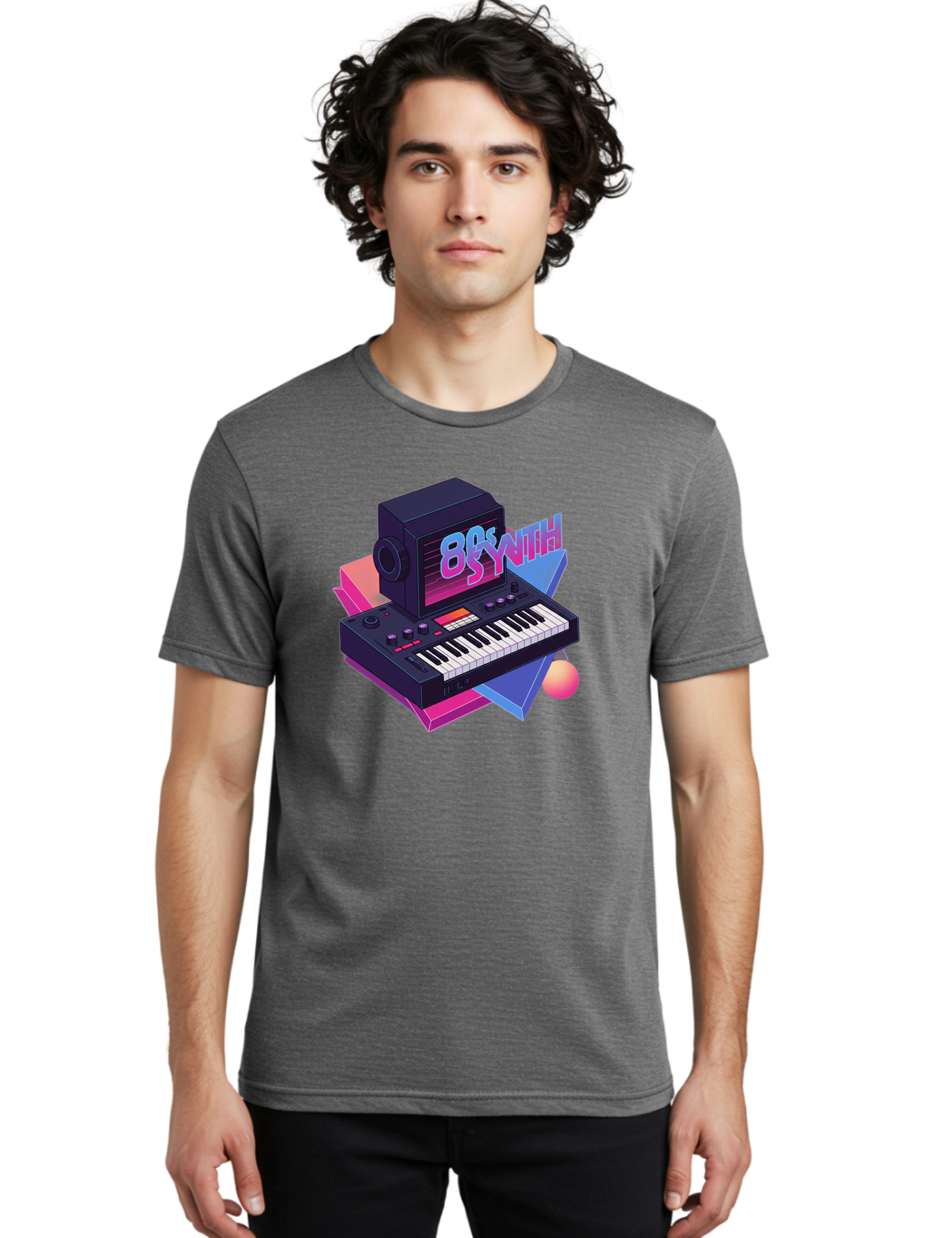80S-Synth Men'S Graphic Tee, 100% Cotton, Comfortable Casual Summer Wear, Machine Washable, Retro Synthesizer, Vintage Electronic Keyboard, 80S Music Gear, Synthwave, Nostalgic Audio Equipment, Electronic Music Production, Baa119 4