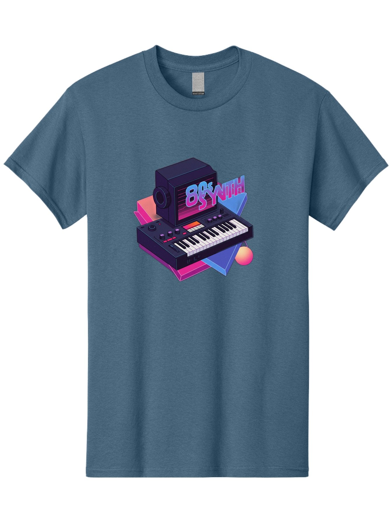 80S-Synth Men'S Graphic Tee, 100% Cotton, Comfortable Casual Summer Wear, Machine Washable, Retro Synthesizer, Vintage Electronic Keyboard, 80S Music Gear, Synthwave, Nostalgic Audio Equipment, Electronic Music Production, Baa119 5