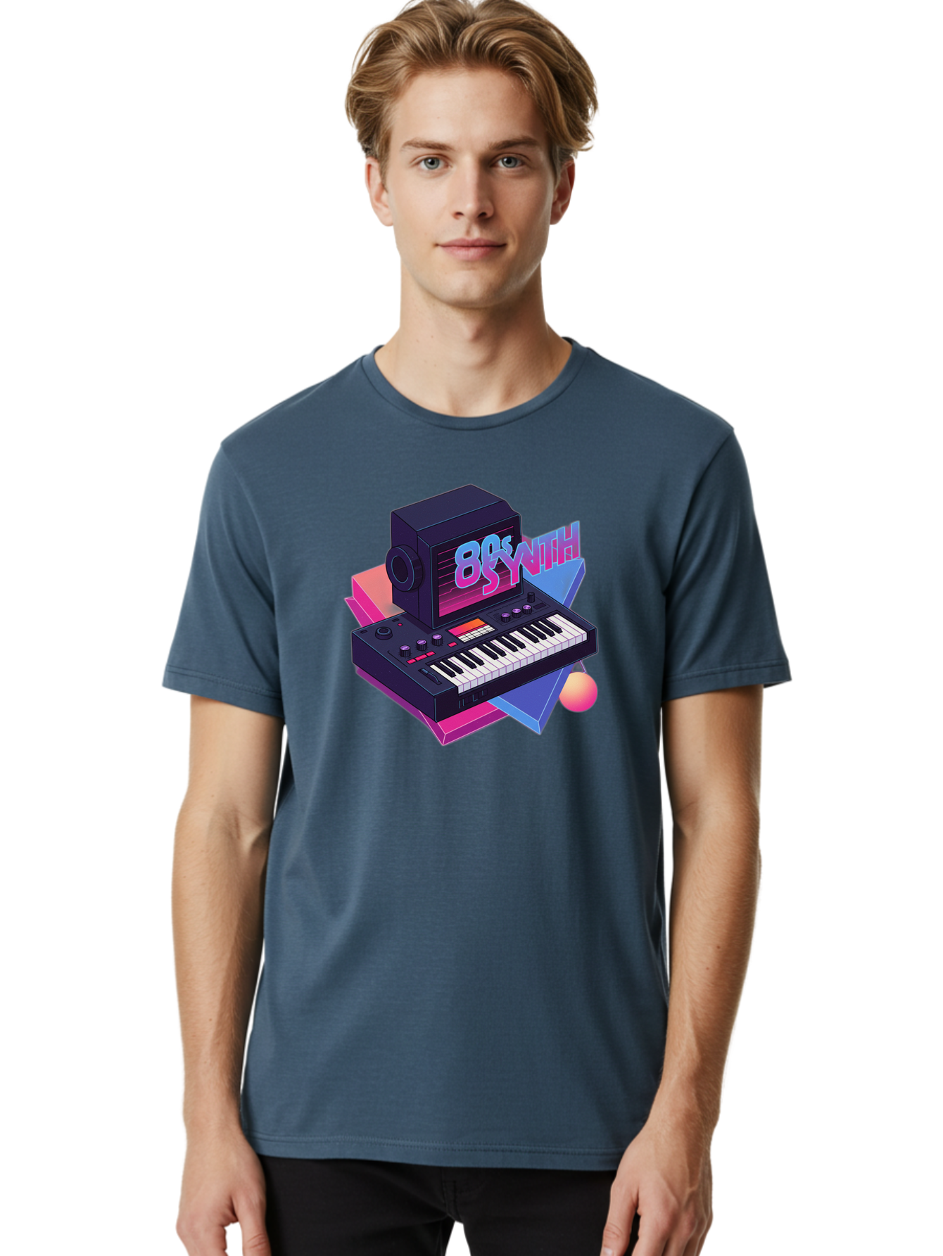 80S-Synth Men'S Graphic Tee, 100% Cotton, Comfortable Casual Summer Wear, Machine Washable, Retro Synthesizer, Vintage Electronic Keyboard, 80S Music Gear, Synthwave, Nostalgic Audio Equipment, Electronic Music Production, Baa119 16
