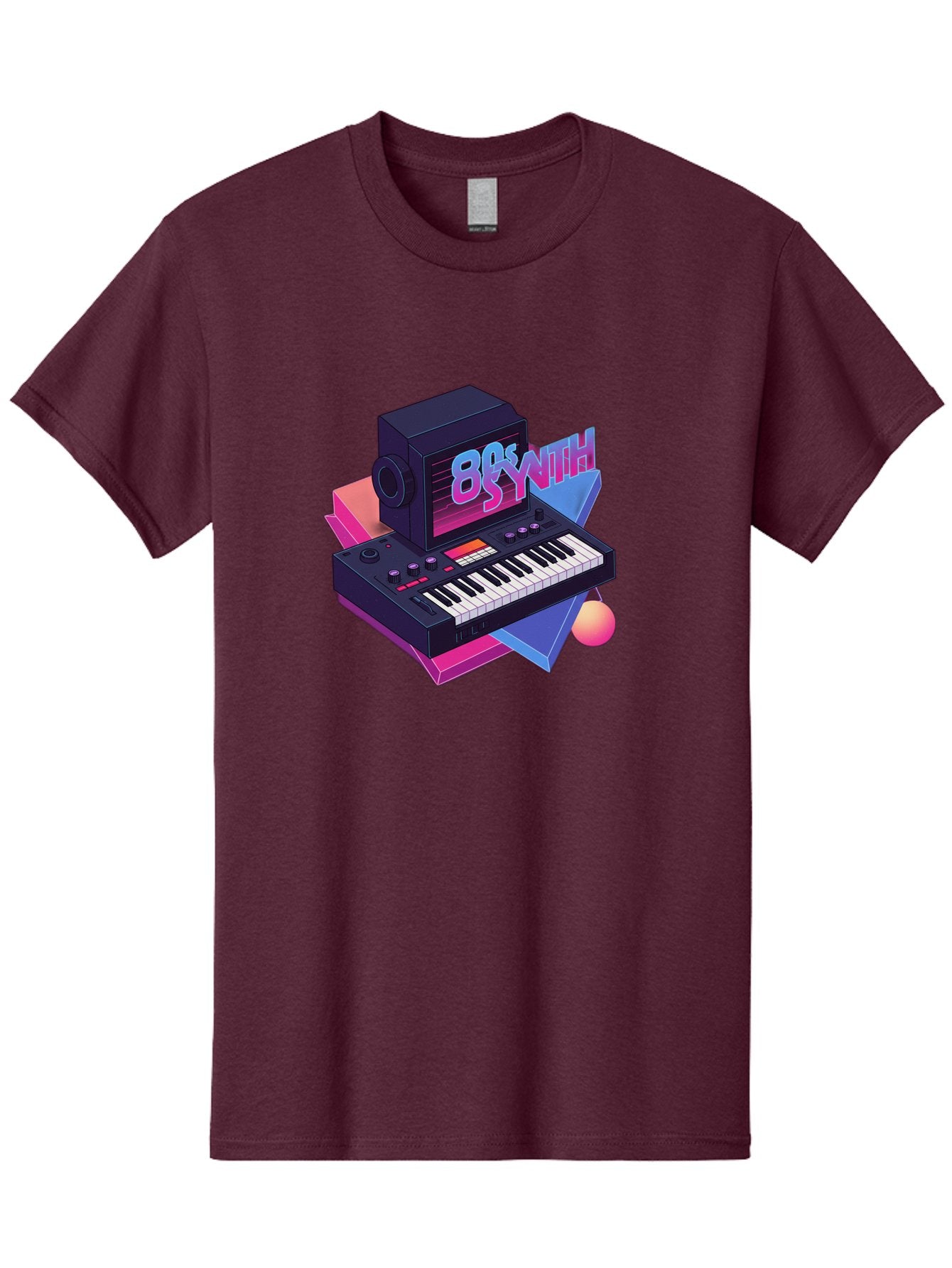 80S-Synth Men'S Graphic Tee, 100% Cotton, Comfortable Casual Summer Wear, Machine Washable, Retro Synthesizer, Vintage Electronic Keyboard, 80S Music Gear, Synthwave, Nostalgic Audio Equipment, Electronic Music Production, Baa119 7