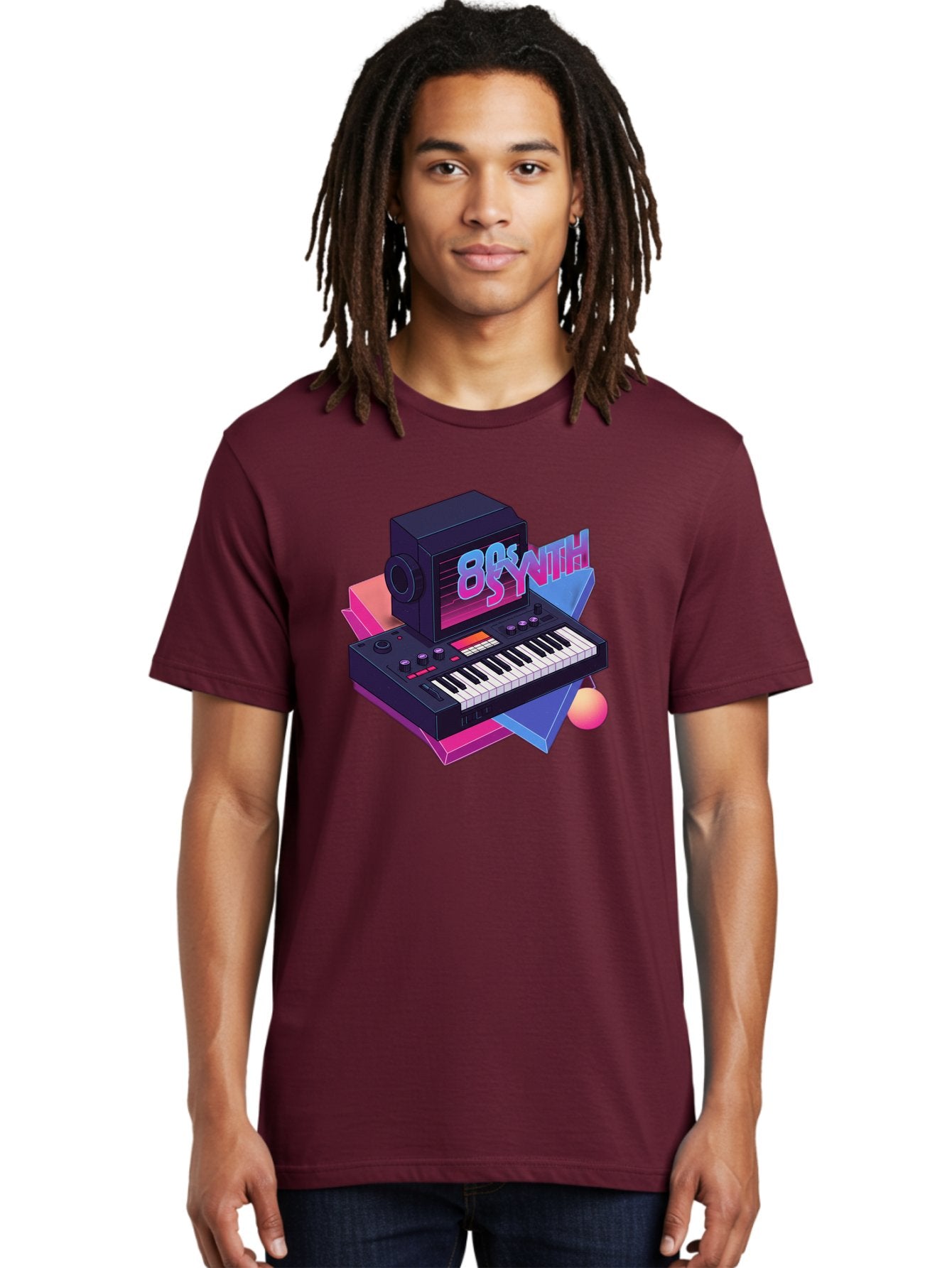 80S-Synth Men'S Graphic Tee, 100% Cotton, Comfortable Casual Summer Wear, Machine Washable, Retro Synthesizer, Vintage Electronic Keyboard, 80S Music Gear, Synthwave, Nostalgic Audio Equipment, Electronic Music Production, Baa119 16