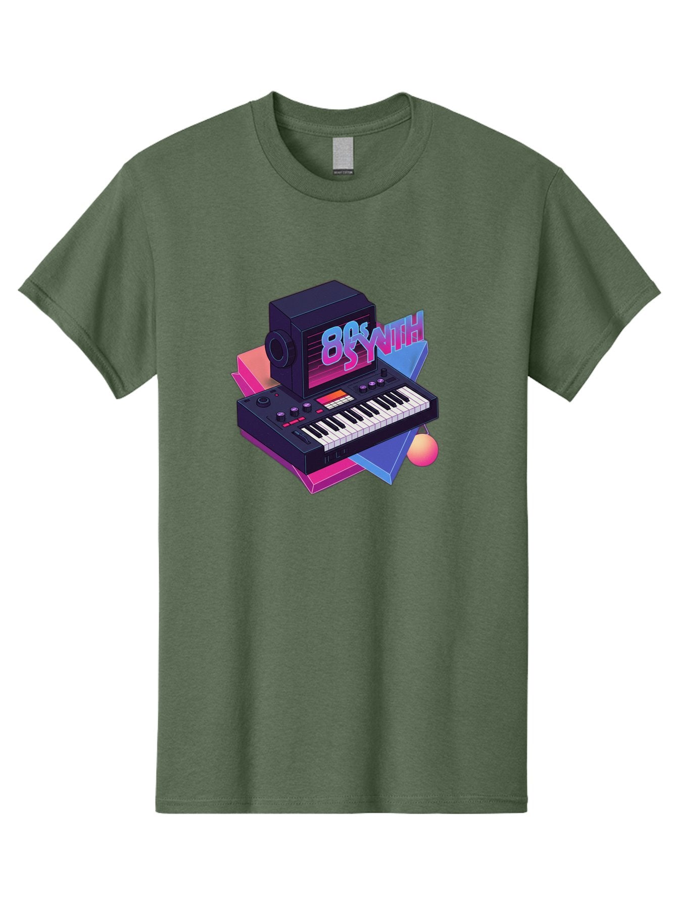 80S-Synth Men'S Graphic Tee, 100% Cotton, Comfortable Casual Summer Wear, Machine Washable, Retro Synthesizer, Vintage Electronic Keyboard, 80S Music Gear, Synthwave, Nostalgic Audio Equipment, Electronic Music Production, Baa119 4