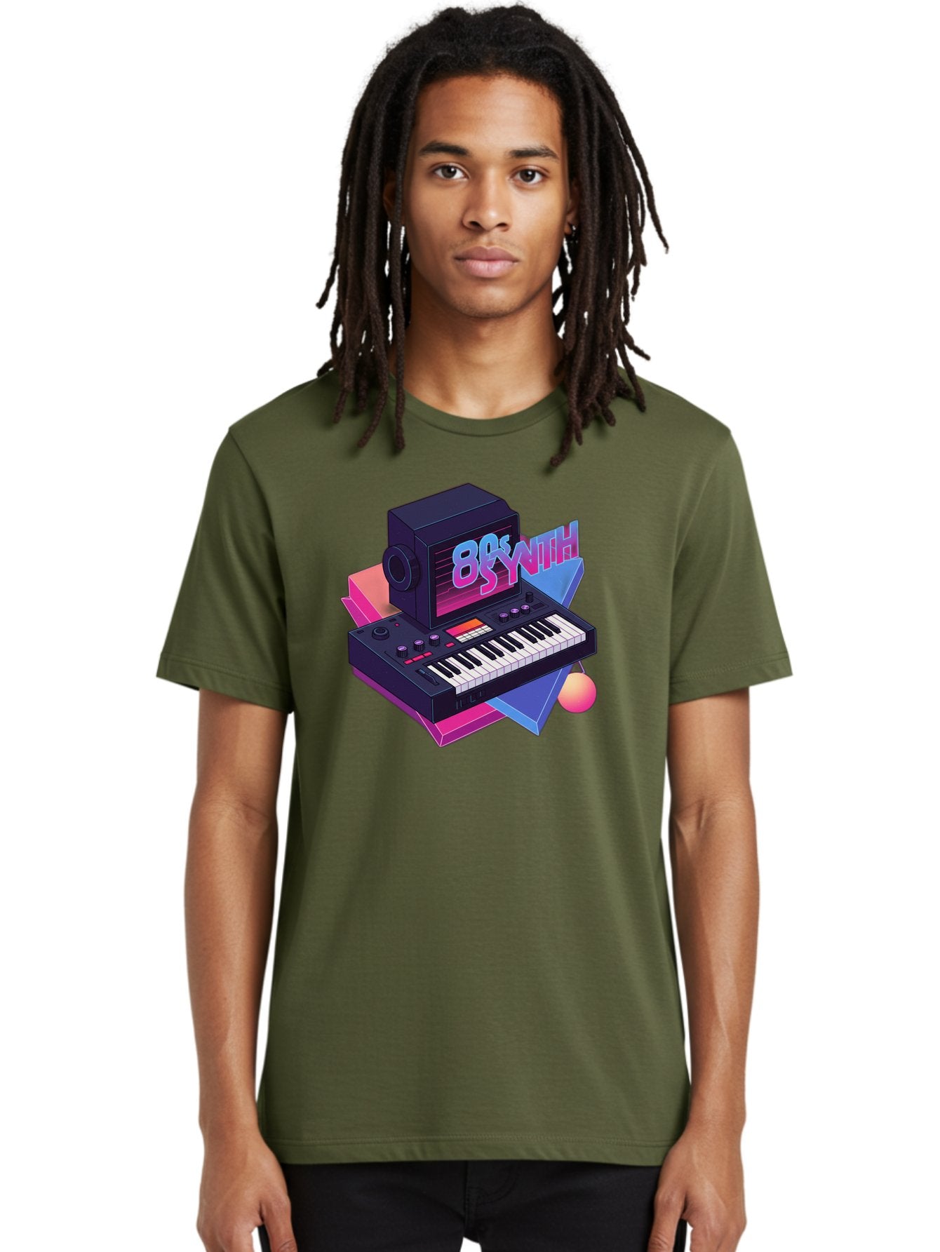 80S-Synth Men'S Graphic Tee, 100% Cotton, Comfortable Casual Summer Wear, Machine Washable, Retro Synthesizer, Vintage Electronic Keyboard, 80S Music Gear, Synthwave, Nostalgic Audio Equipment, Electronic Music Production, Baa119 18