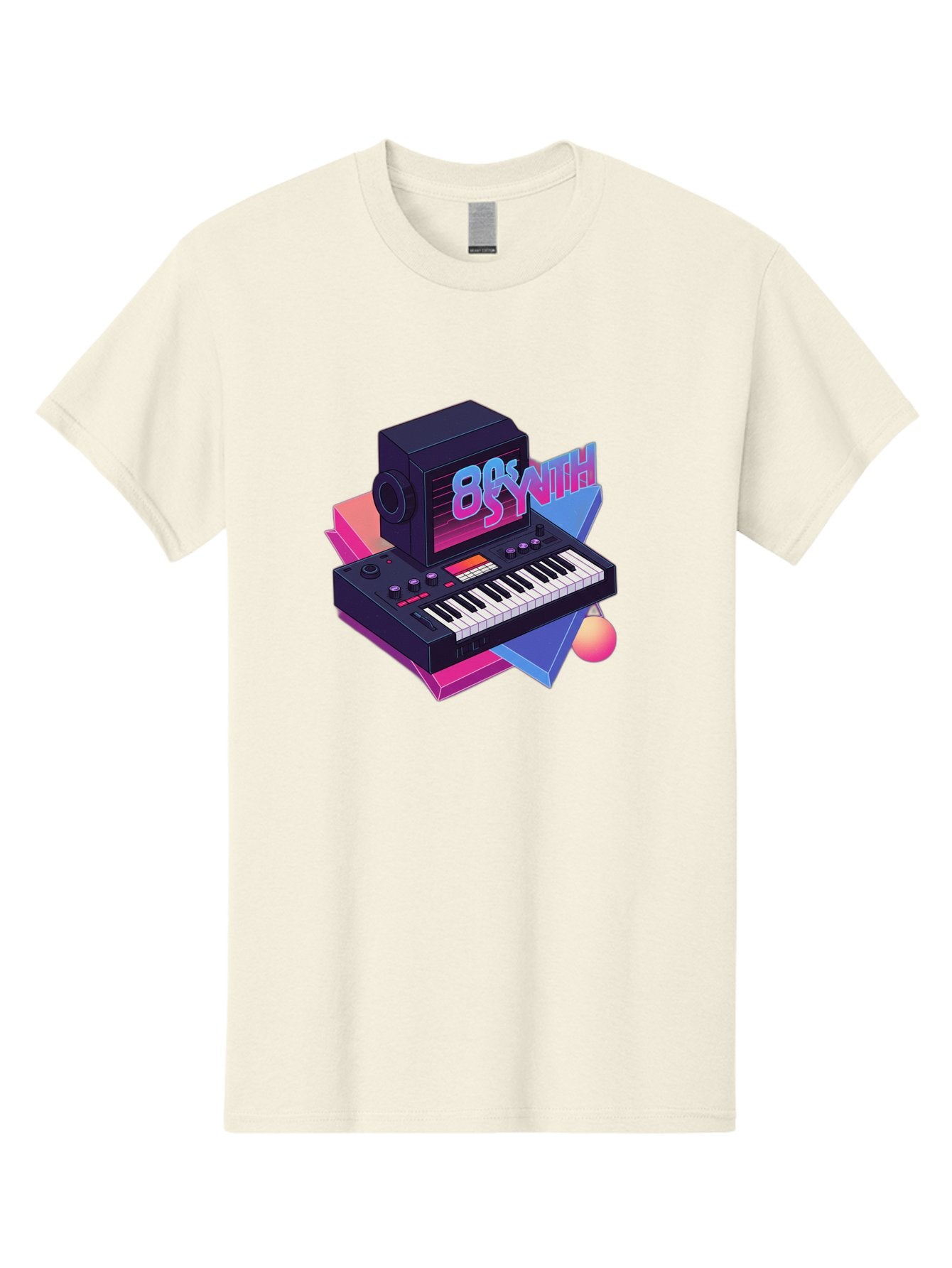 80S-Synth Men'S Graphic Tee, 100% Cotton, Comfortable Casual Summer Wear, Machine Washable, Retro Synthesizer, Vintage Electronic Keyboard, 80S Music Gear, Synthwave, Nostalgic Audio Equipment, Electronic Music Production, Baa119 9