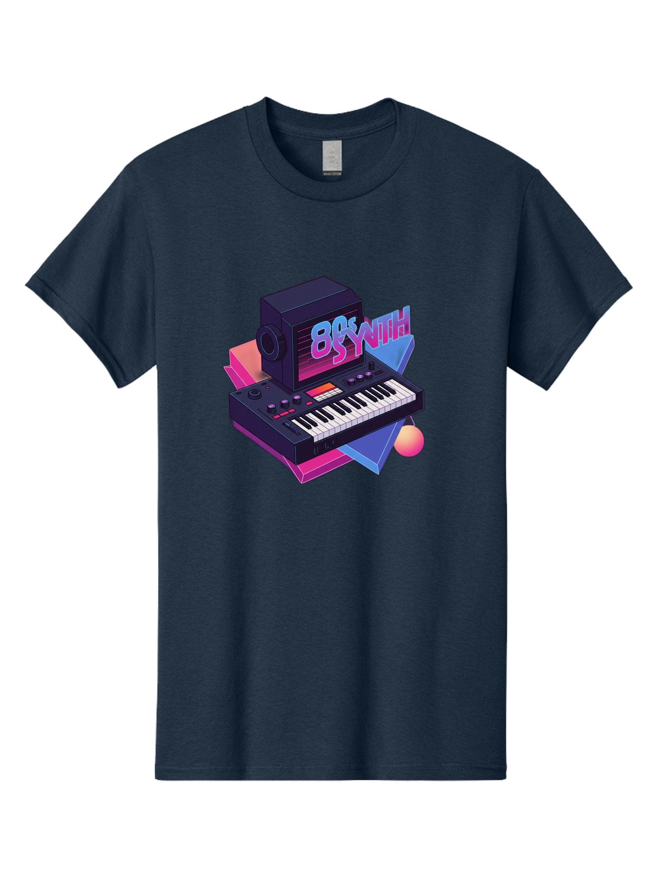 80S-Synth Men'S Graphic Tee, 100% Cotton, Comfortable Casual Summer Wear, Machine Washable, Retro Synthesizer, Vintage Electronic Keyboard, 80S Music Gear, Synthwave, Nostalgic Audio Equipment, Electronic Music Production, Baa119 3