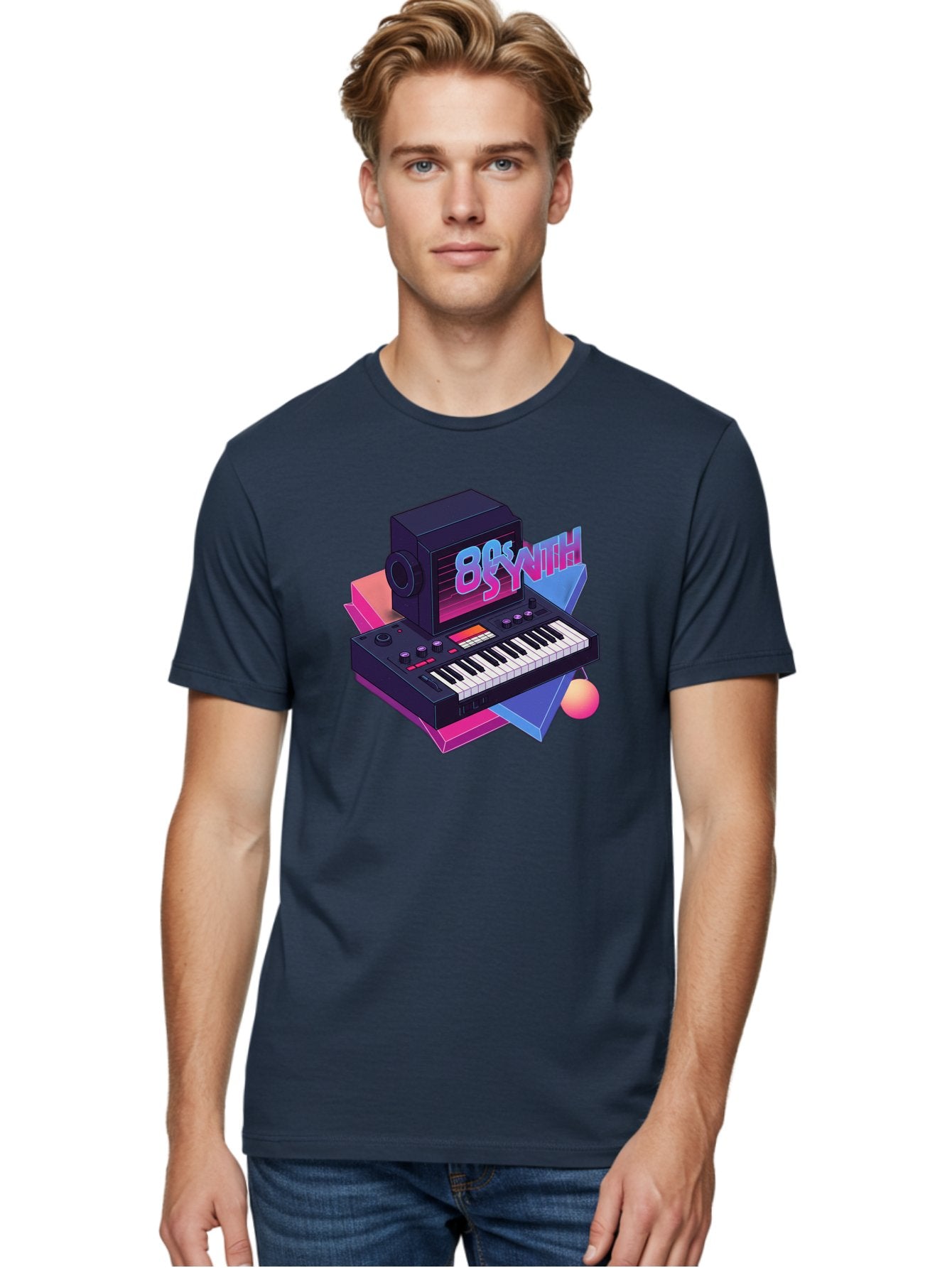 80S-Synth Men'S Graphic Tee, 100% Cotton, Comfortable Casual Summer Wear, Machine Washable, Retro Synthesizer, Vintage Electronic Keyboard, 80S Music Gear, Synthwave, Nostalgic Audio Equipment, Electronic Music Production, Baa119 22