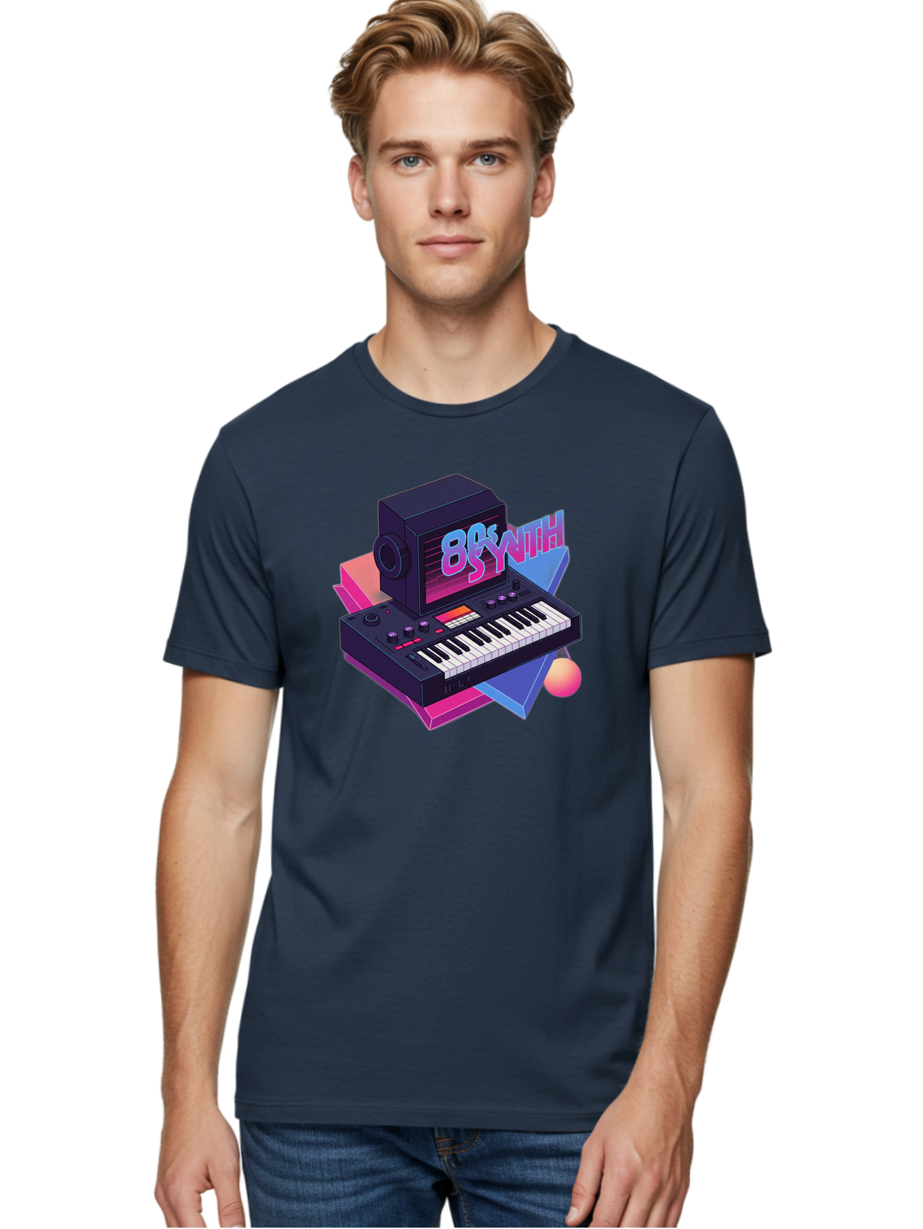 80S-Synth Men'S Graphic Tee, 100% Cotton, Comfortable Casual Summer Wear, Machine Washable, Retro Synthesizer, Vintage Electronic Keyboard, 80S Music Gear, Synthwave, Nostalgic Audio Equipment, Electronic Music Production, Baa119 18