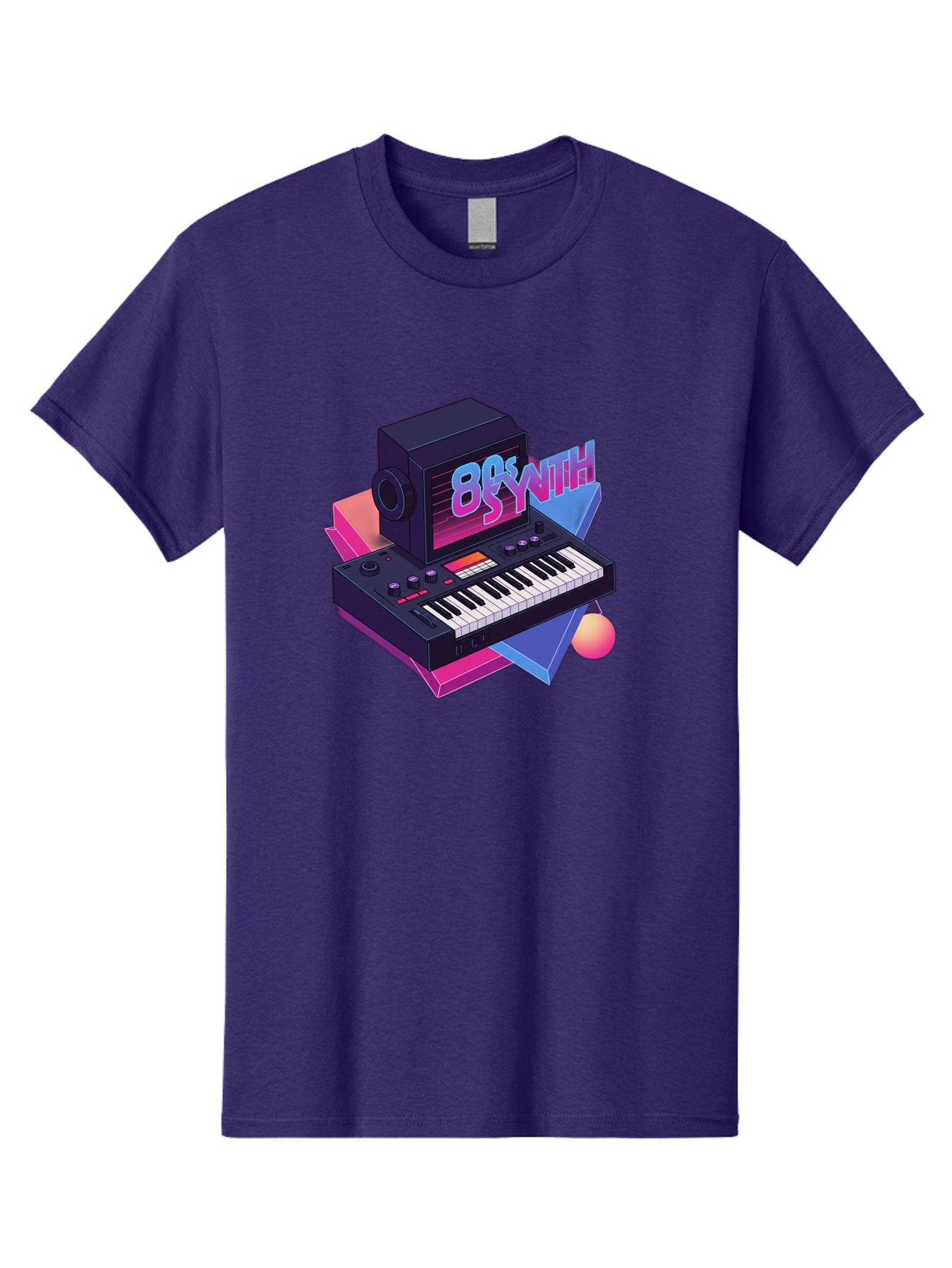 80S-Synth Men'S Graphic Tee, 100% Cotton, Comfortable Casual Summer Wear, Machine Washable, Retro Synthesizer, Vintage Electronic Keyboard, 80S Music Gear, Synthwave, Nostalgic Audio Equipment, Electronic Music Production, Baa119 10