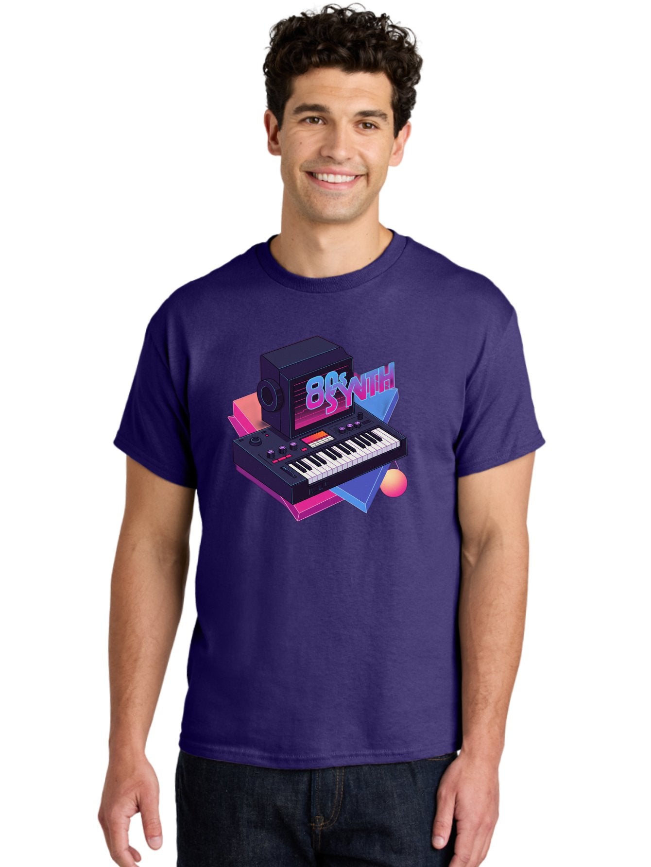 80S-Synth Men'S Graphic Tee, 100% Cotton, Comfortable Casual Summer Wear, Machine Washable, Retro Synthesizer, Vintage Electronic Keyboard, 80S Music Gear, Synthwave, Nostalgic Audio Equipment, Electronic Music Production, Baa119 17