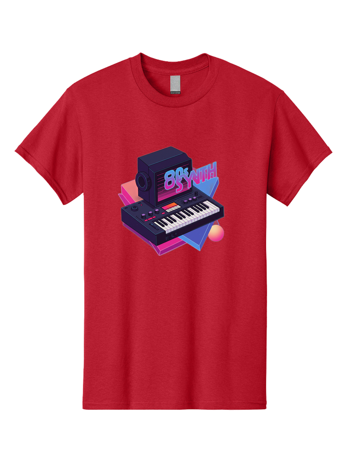 80S-Synth Men'S Graphic Tee, 100% Cotton, Comfortable Casual Summer Wear, Machine Washable, Retro Synthesizer, Vintage Electronic Keyboard, 80S Music Gear, Synthwave, Nostalgic Audio Equipment, Electronic Music Production, Baa119 5