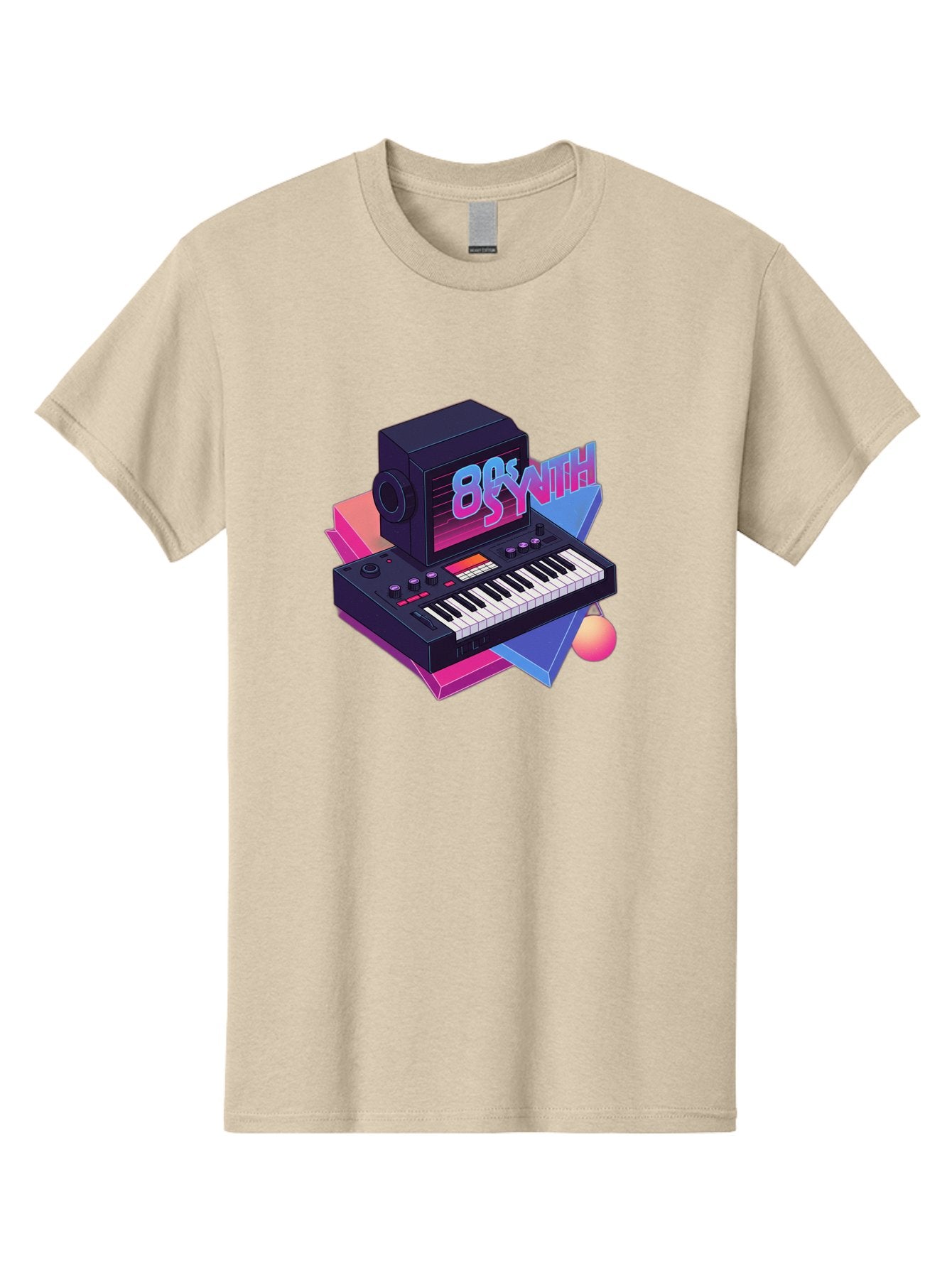 80S-Synth Men'S Graphic Tee, 100% Cotton, Comfortable Casual Summer Wear, Machine Washable, Retro Synthesizer, Vintage Electronic Keyboard, 80S Music Gear, Synthwave, Nostalgic Audio Equipment, Electronic Music Production, Baa119 13
