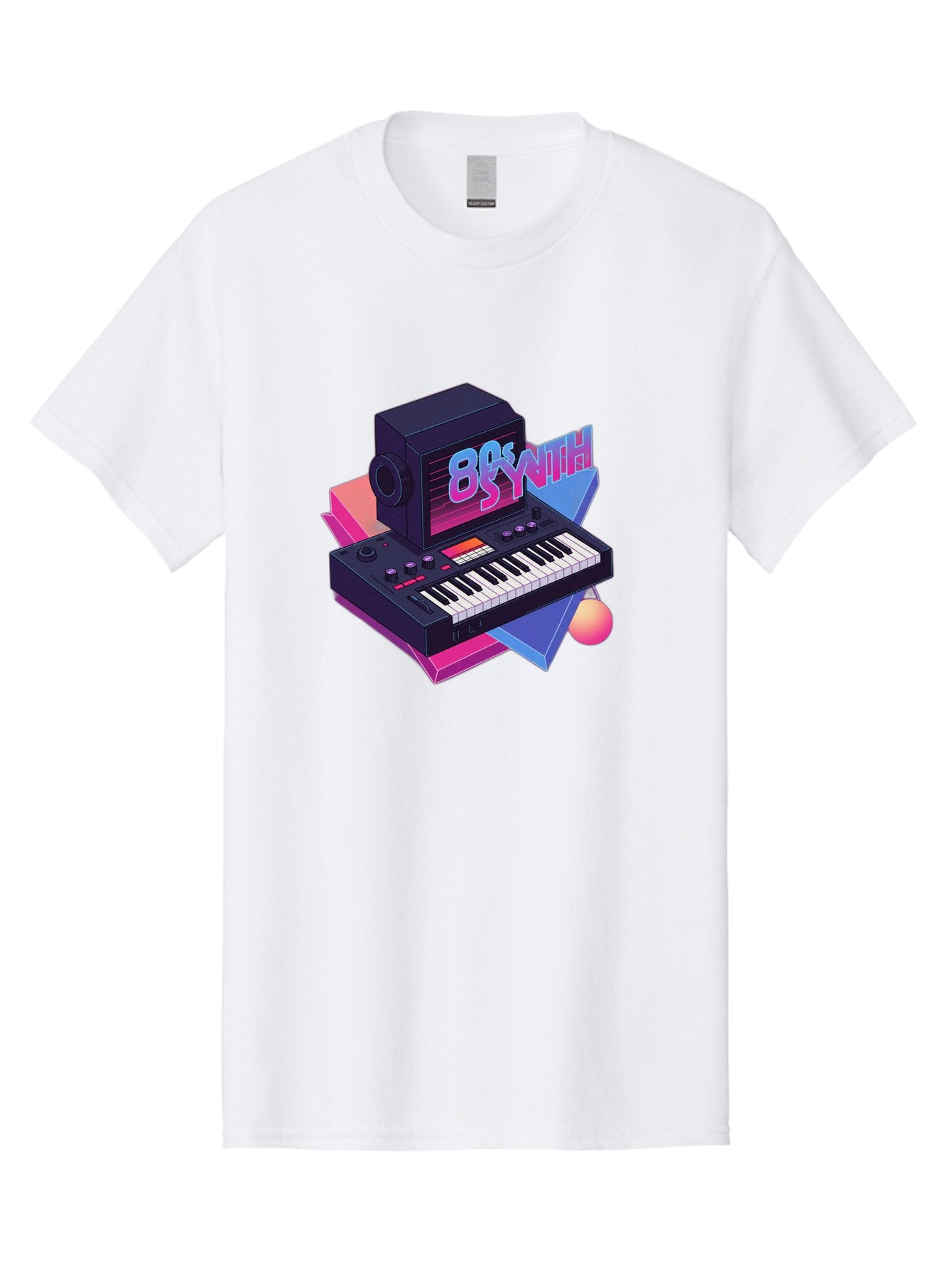 80S-Synth Men'S Graphic Tee, 100% Cotton, Comfortable Casual Summer Wear, Machine Washable, Retro Synthesizer, Vintage Electronic Keyboard, 80S Music Gear, Synthwave, Nostalgic Audio Equipment, Electronic Music Production, Baa119 8