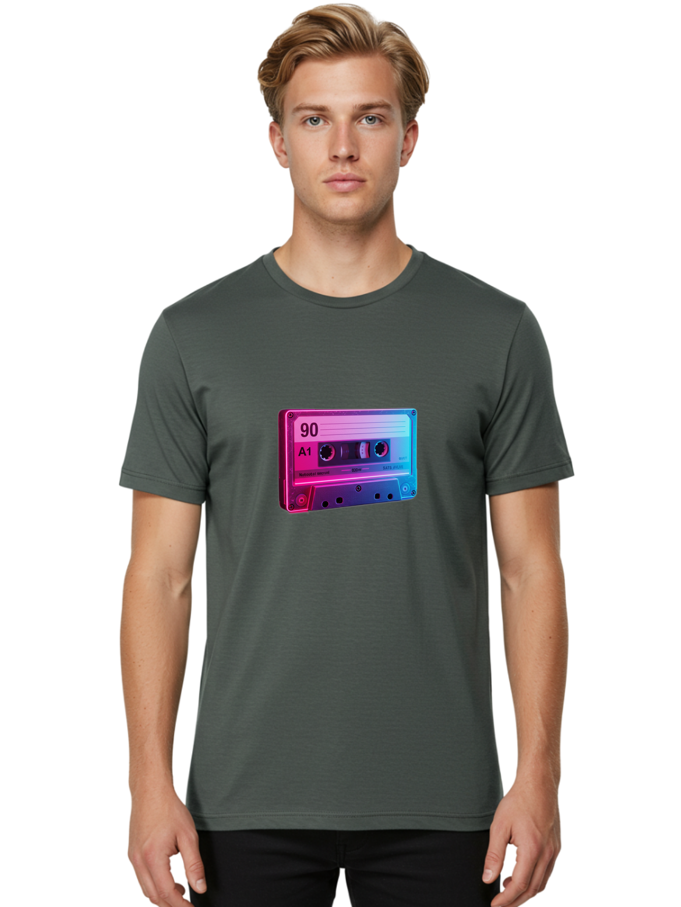 90-A1-Cassette-Tape Men'S Graphic Tee, 100% Cotton, Comfortable Casual Summer Wear, Machine Washable, Retro Cassette Tape, Vintage Music, Nostalgic Technology, 90S Music, A1 Mix Tape, Retro Aesthetics, Vinyl Revival, Music Nostalgia, Baa120 14